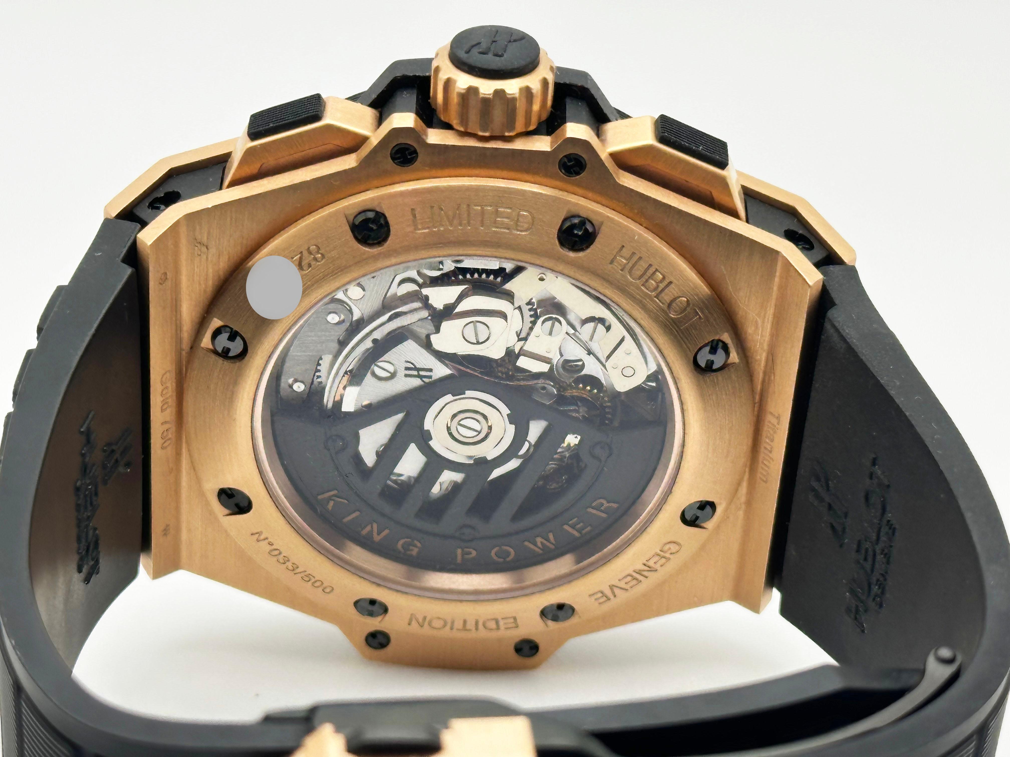 Hublot King Power Big Bang Foudroyante 715.PX.1128.RX 18K Oro rosa Caja Papel en venta 3