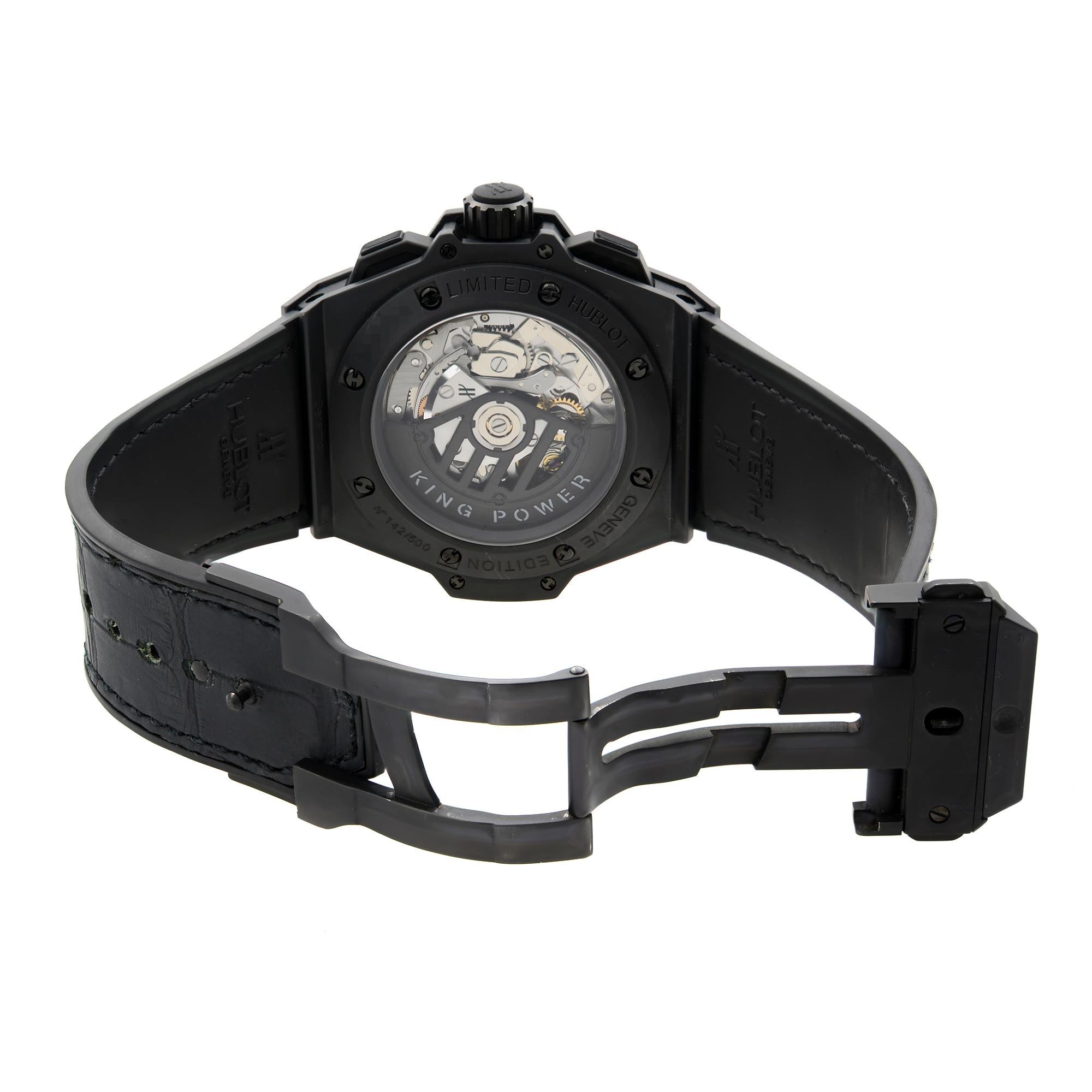 Hublot King Power Ceramic Carbon Fiber Black Dial Automatic Watch 709.CI.1770.RX In Excellent Condition In New York, NY