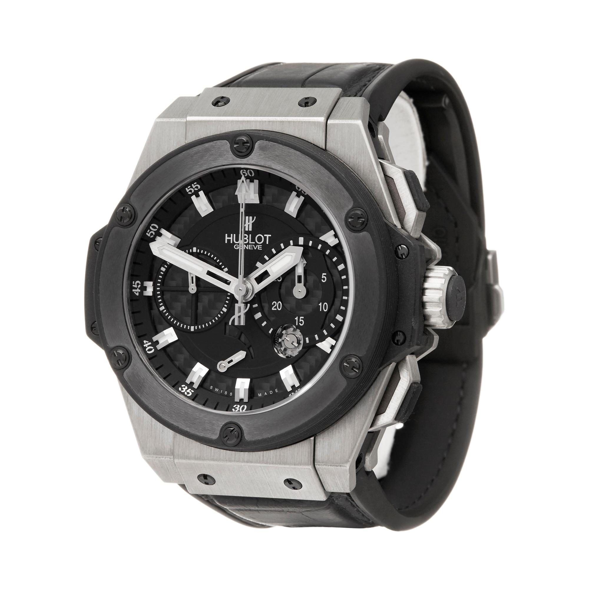 Ref: W5981
Manufacturer: Hublot
Model: King Power
Model Ref: 709.ZM.1780.RX
Age: Circa 2010's
Gender: Mens
Complete With: Presentation Box, Hublot Service Pouch And Service Papers Dated 8th April 2019
Dial: Carbon Fibre Baton
Glass: Sapphire