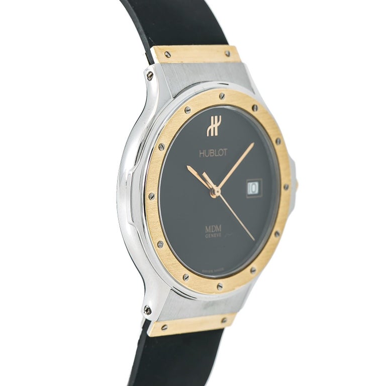 Hublot Mdm 1520.100.2 With 7 mm Band, YellowGold Bezel and Black Dial