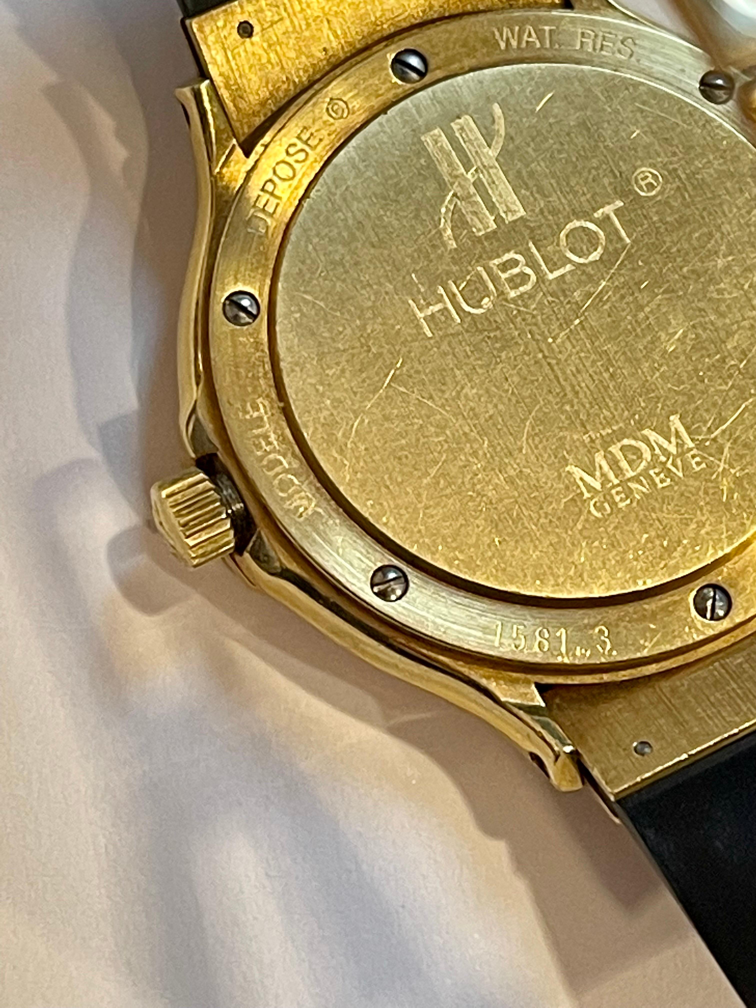 Hublot MDM 1581.3 18 Karat Yellow Gold Unisex Automatic Watch, White Dial For Sale 10