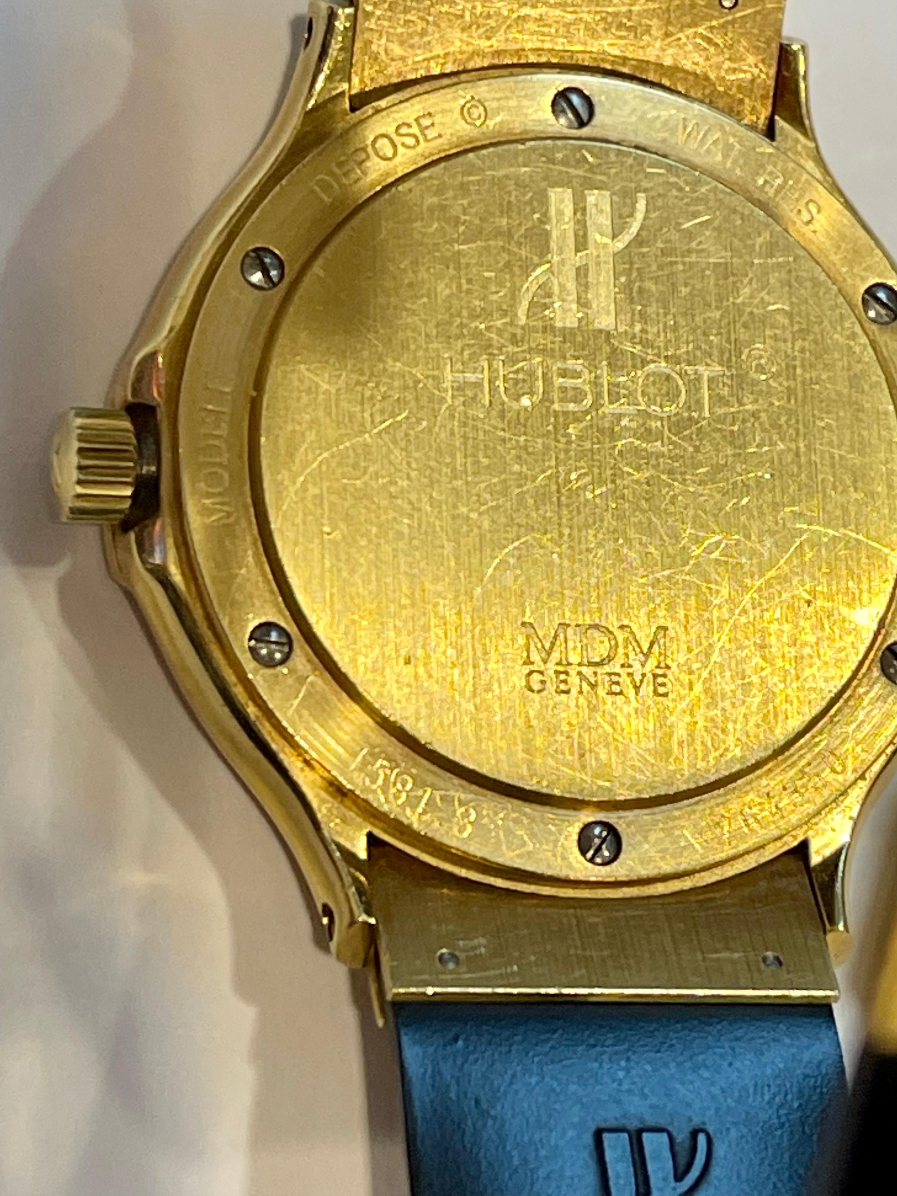 Hublot MDM 1581.3 18 Karat Yellow Gold Unisex Automatic Watch, White Dial For Sale 12