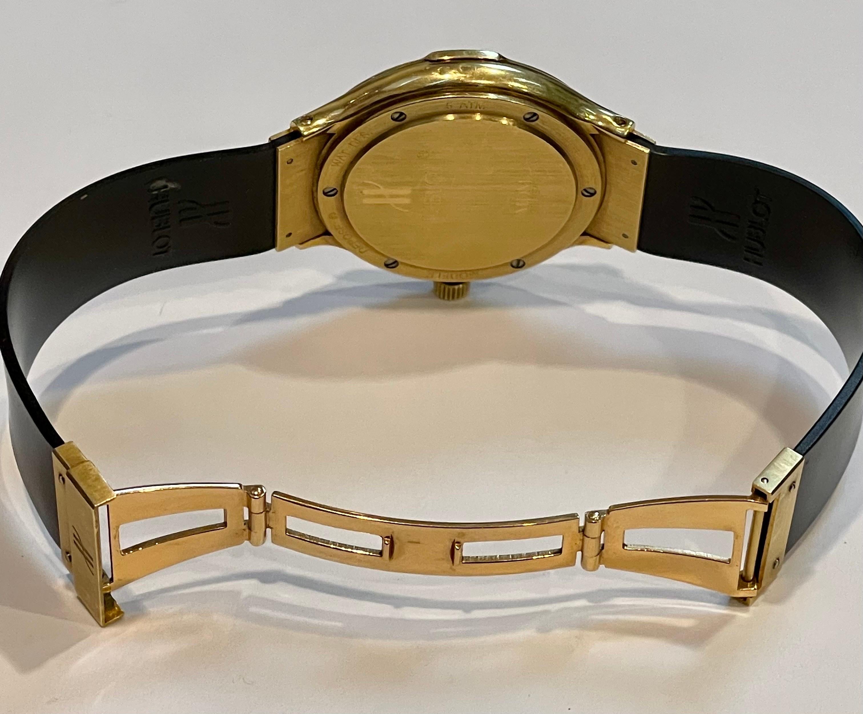 Hublot MDM 1581.3 18 Karat Yellow Gold Unisex Automatic Watch, White Dial For Sale 13