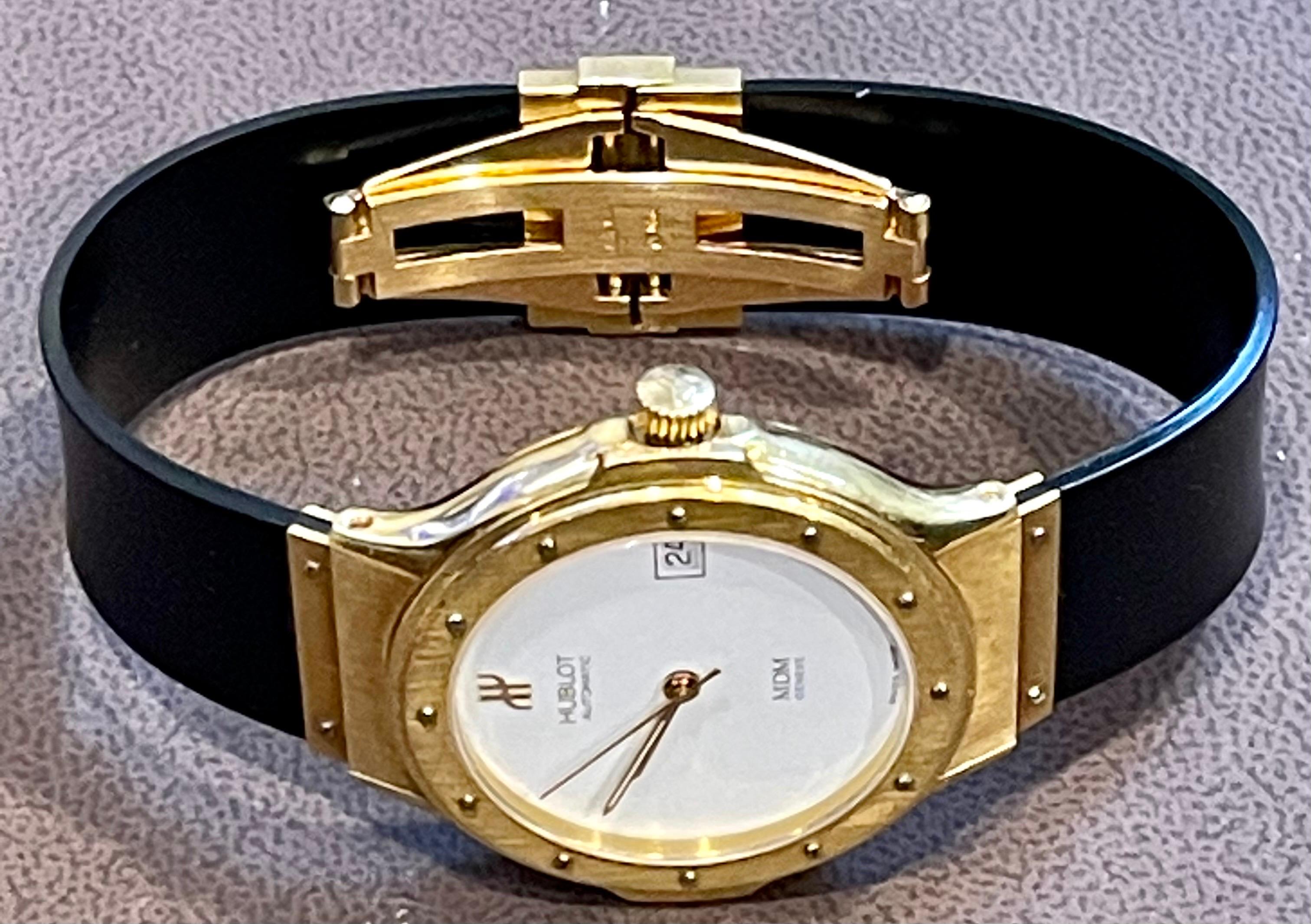 Hublot MDM 1581.3 18 Karat Yellow Gold Unisex Automatic Watch, White Dial For Sale 2