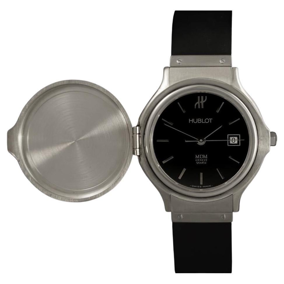 Hublot MDM Couvercle Ladies Covered Flip Top Lid Watch with Rubber Bracelet - SS For Sale