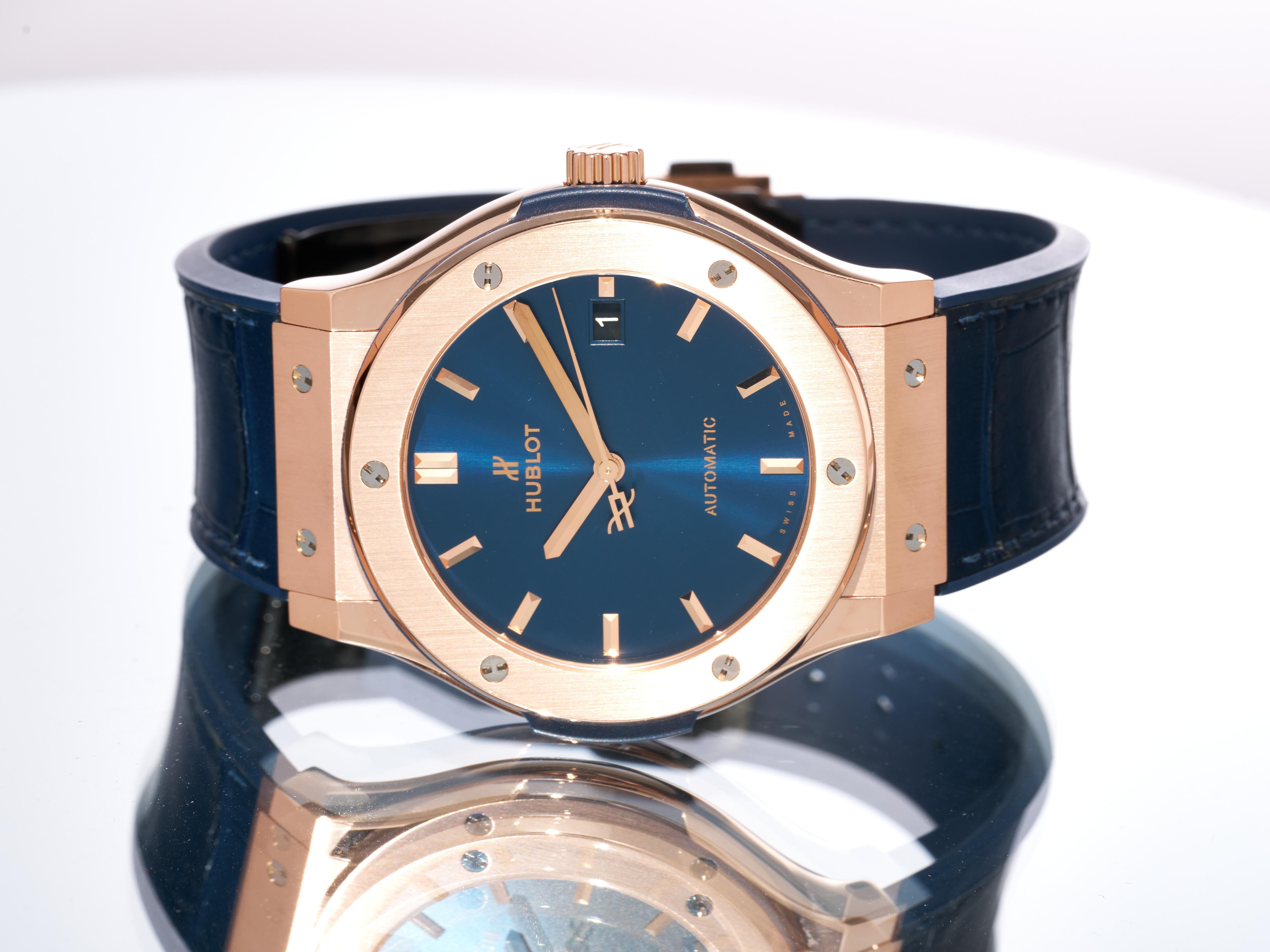 Reloj Hublot para caballero Classic Fusion Oro de 18 quilates 45 mm Automático Esfera azul PVPR £23.5K en venta 5