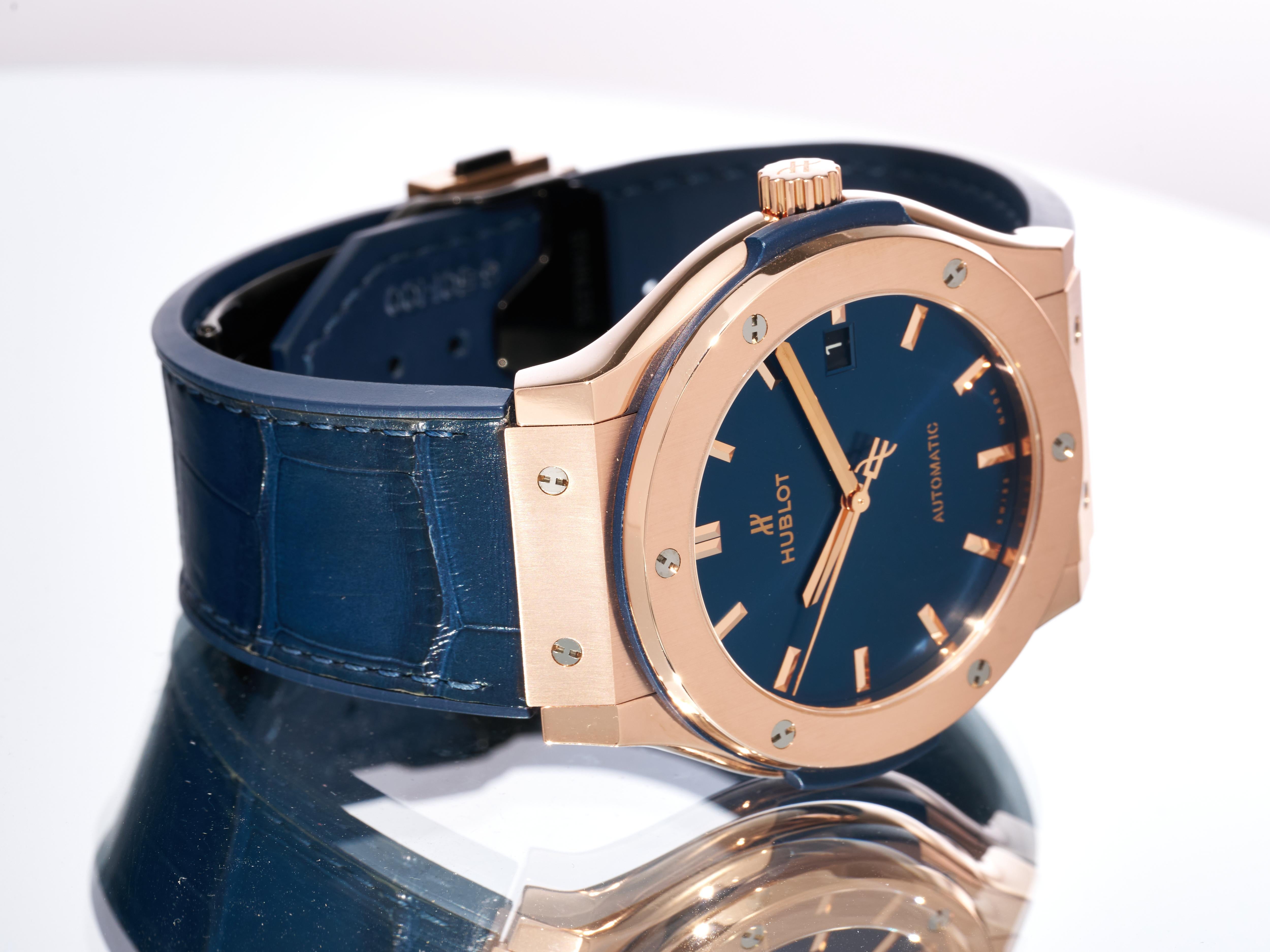 Reloj Hublot para caballero Classic Fusion Oro de 18 quilates 45 mm Automático Esfera azul PVPR £23.5K en venta 6
