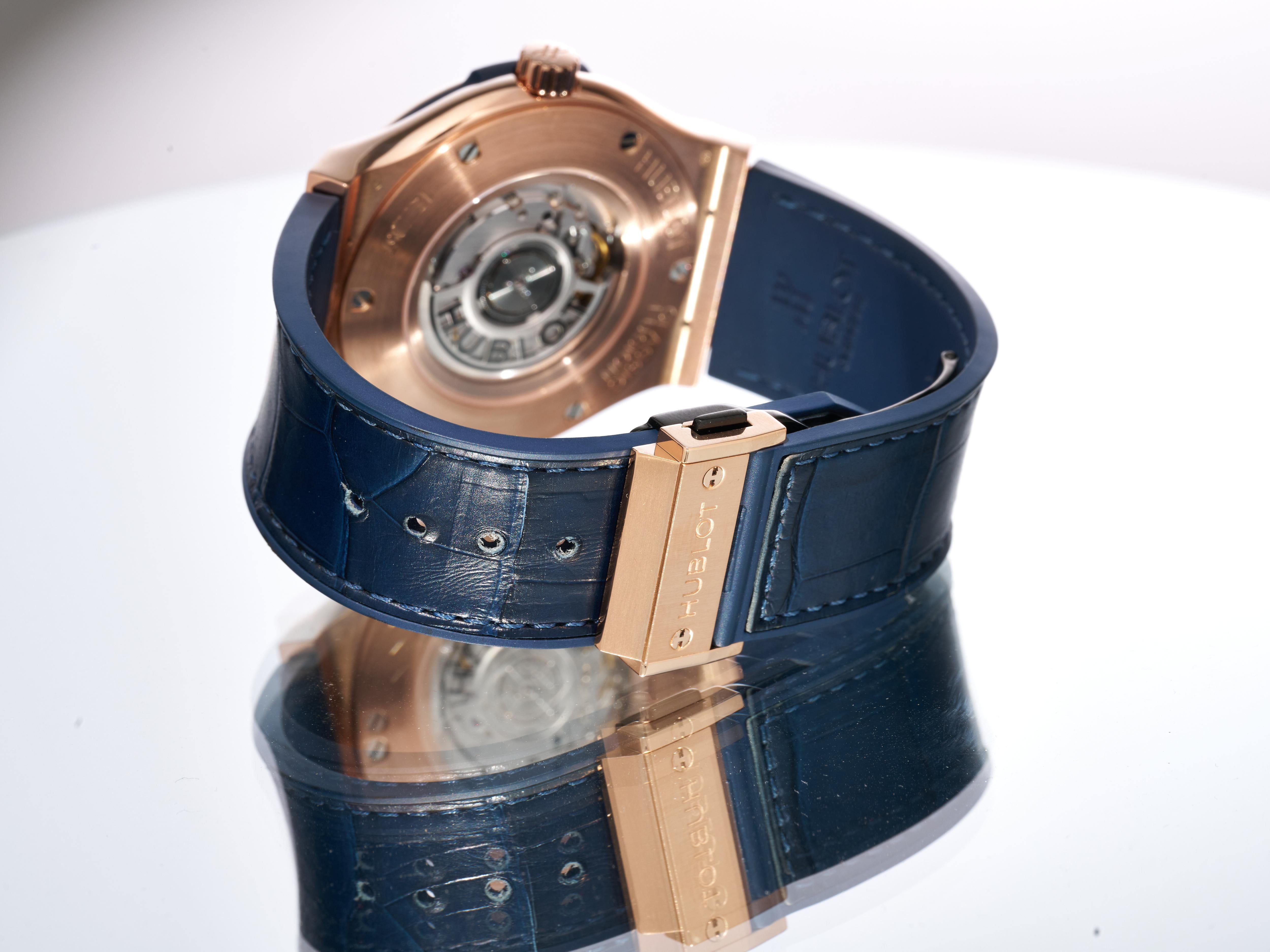 Reloj Hublot para caballero Classic Fusion Oro de 18 quilates 45 mm Automático Esfera azul PVPR £23.5K en venta 9