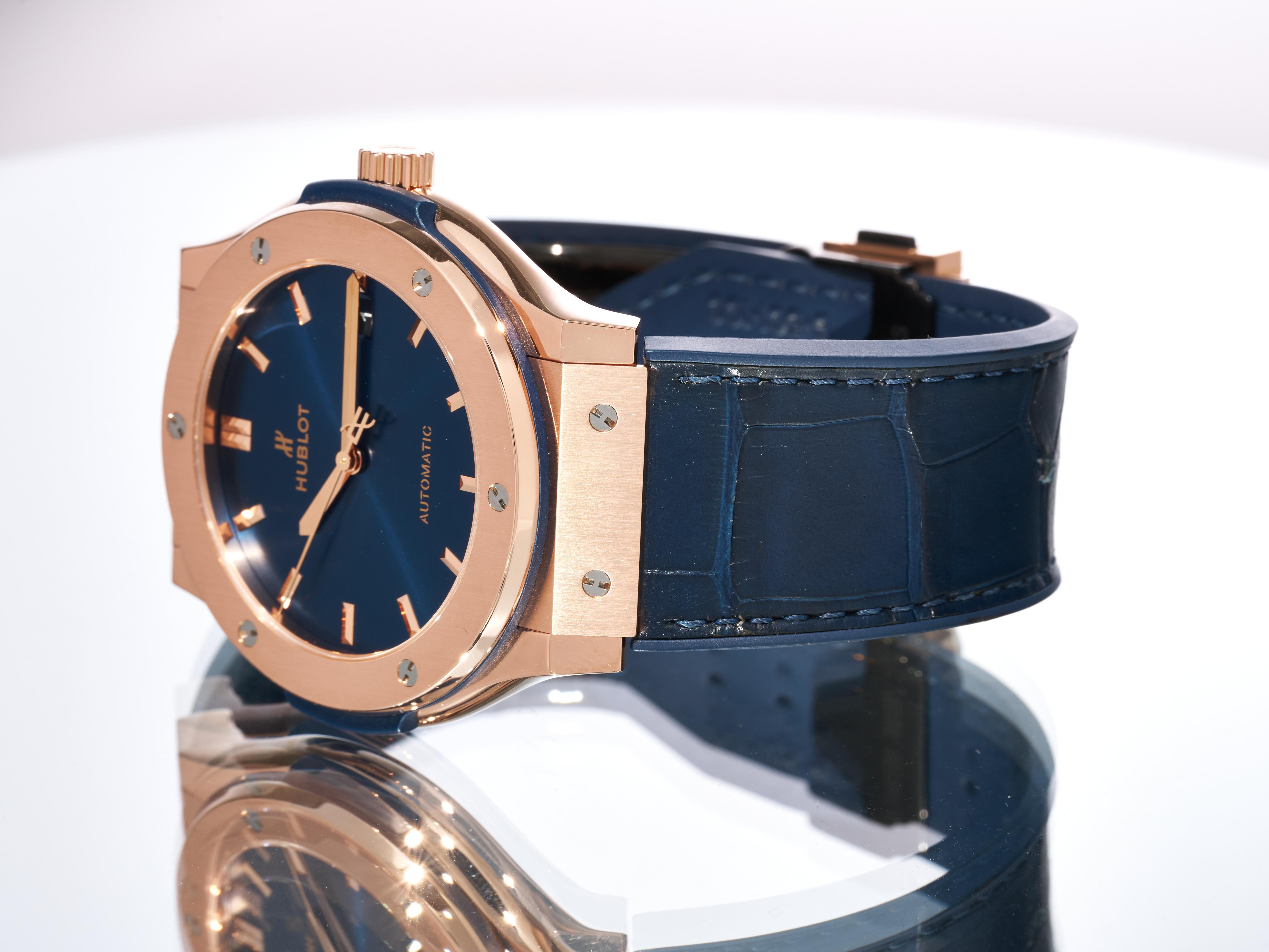 Reloj Hublot para caballero Classic Fusion Oro de 18 quilates 45 mm Automático Esfera azul PVPR £23.5K en venta 11