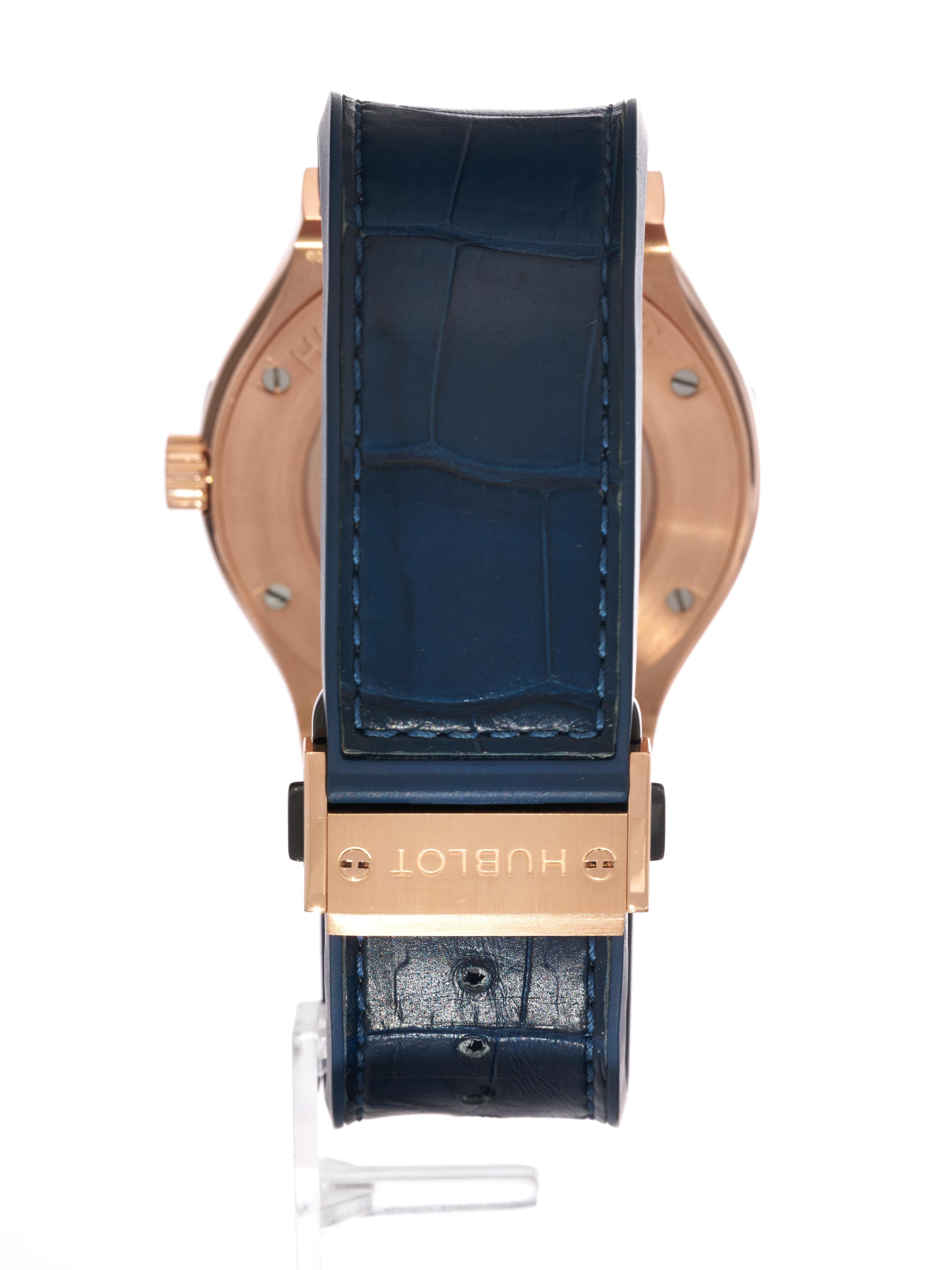 De los hombres Reloj Hublot para caballero Classic Fusion Oro de 18 quilates 45 mm Automático Esfera azul PVPR £23.5K en venta