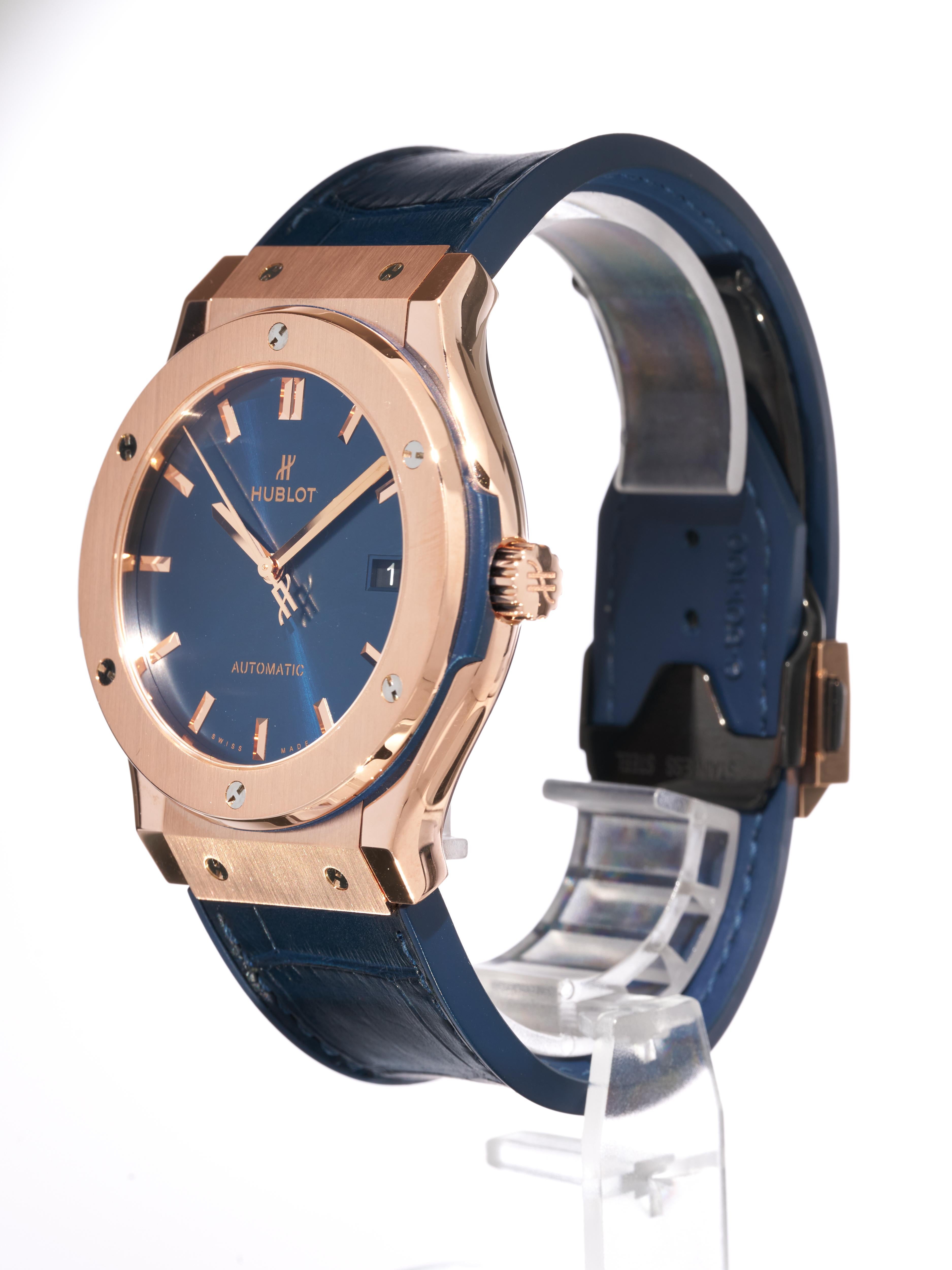 Reloj Hublot para caballero Classic Fusion Oro de 18 quilates 45 mm Automático Esfera azul PVPR £23.5K en venta 3