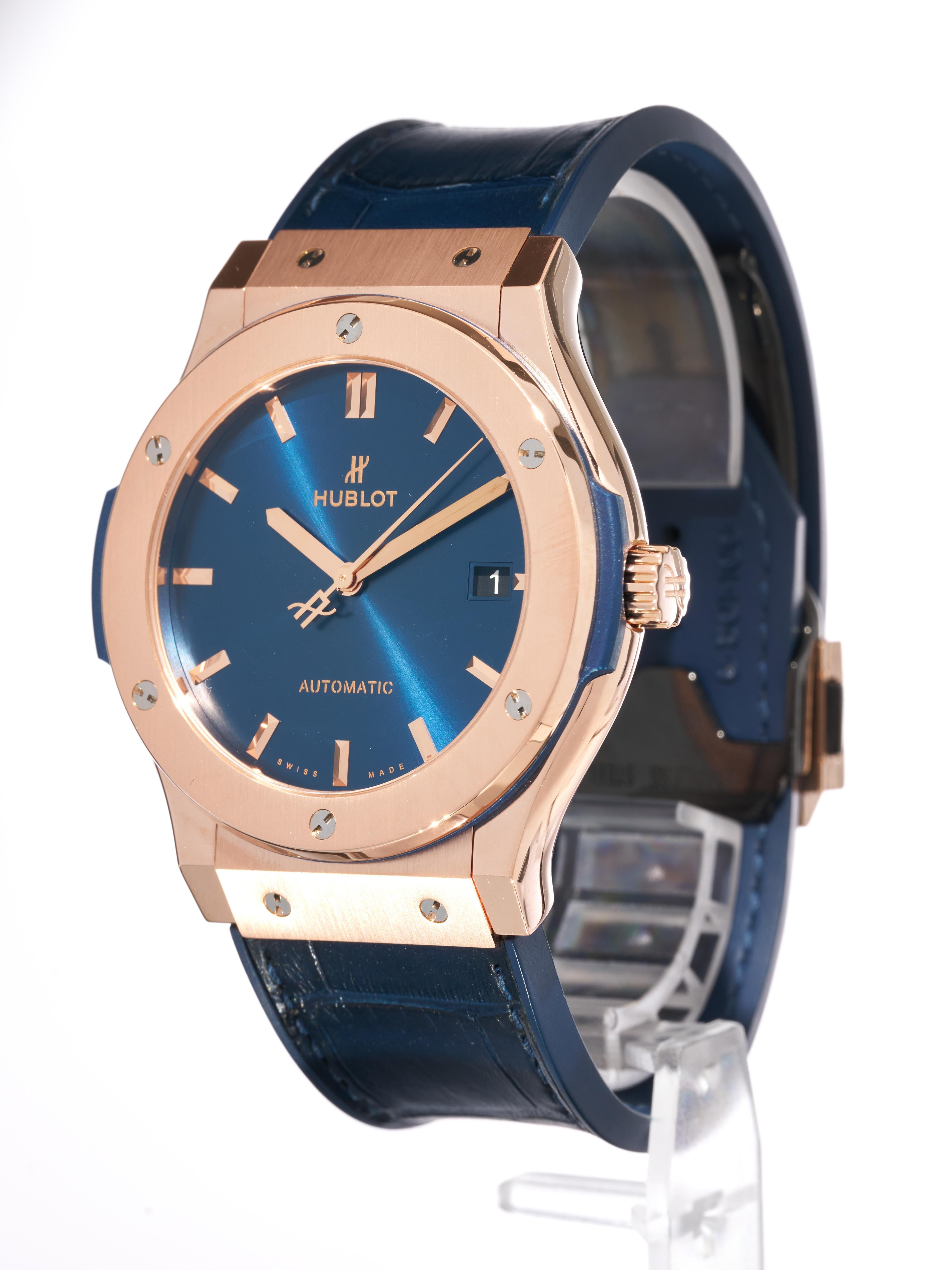 Reloj Hublot para caballero Classic Fusion Oro de 18 quilates 45 mm Automático Esfera azul PVPR £23.5K en venta 4