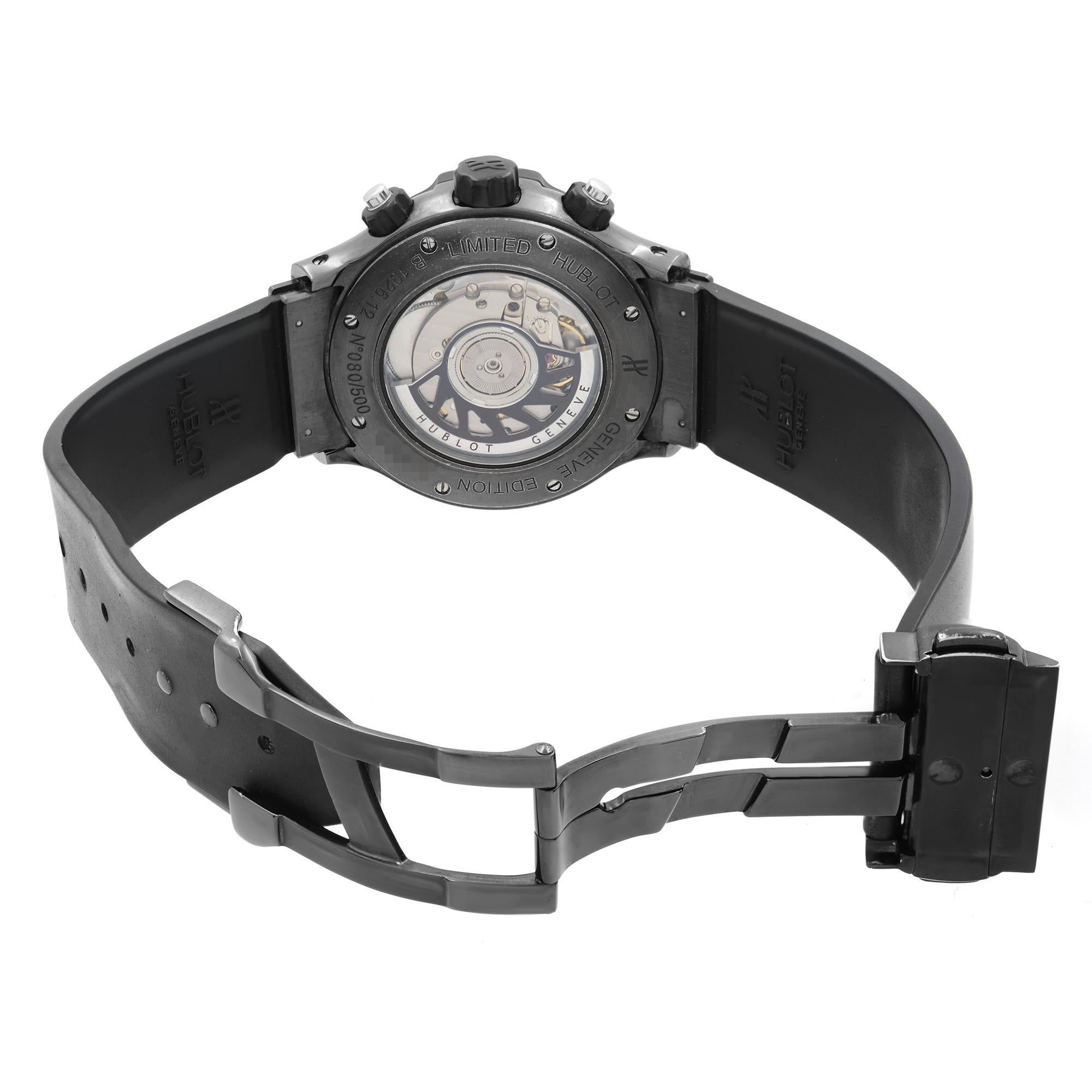 Hublot Super B Black Magic Fly Back LTD Steel Black Dial Men Watch B 1926.12 In Good Condition In New York, NY