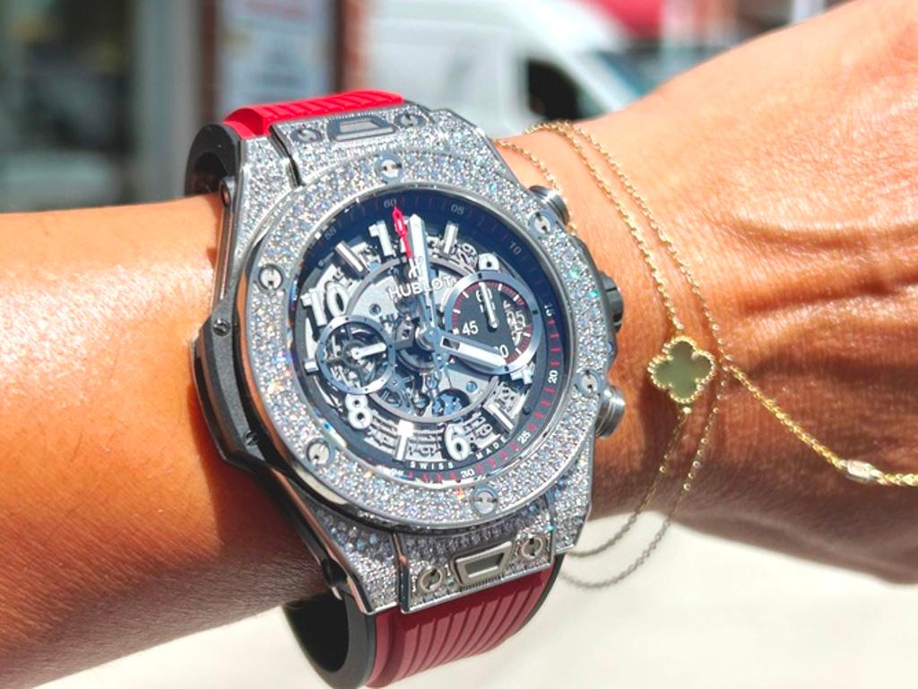 Round Cut Hublot Titanium Diamond Big Bang Unico 411.NX.1170.RX.1704 W/ Box & Papers For Sale