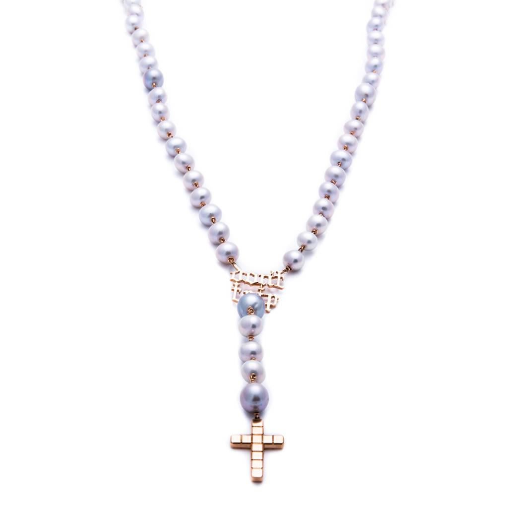 rose gold rosary necklace