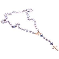 Huckleberry Ltd 18k rose gold and Tahitian pearl Don't Trip Rosary necklace