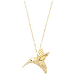 Huckleberry Ltd 18k yellow gold Hummingbird charm and necklace