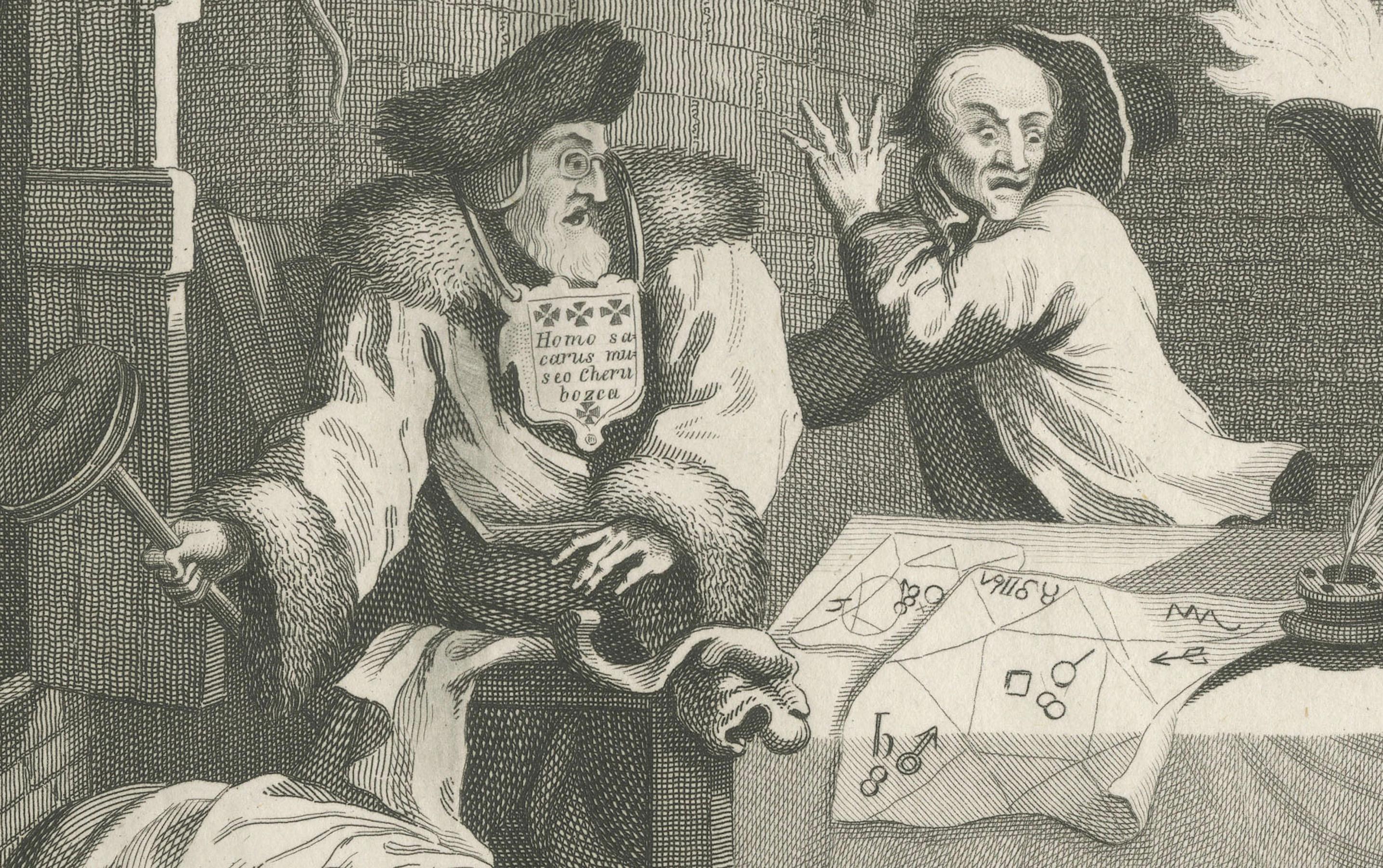 Hudibras konfrontiert Sidrophel und Whacum, Gravur von Cook nach Hogarth, 1802 (Graviert) im Angebot