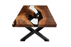 Hudson 120 Clear Epoxy Resin Coffee Table with "X" Legs