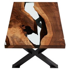 Hudson 120 Clear Epoxy Resin Coffee Table with "X" Legs