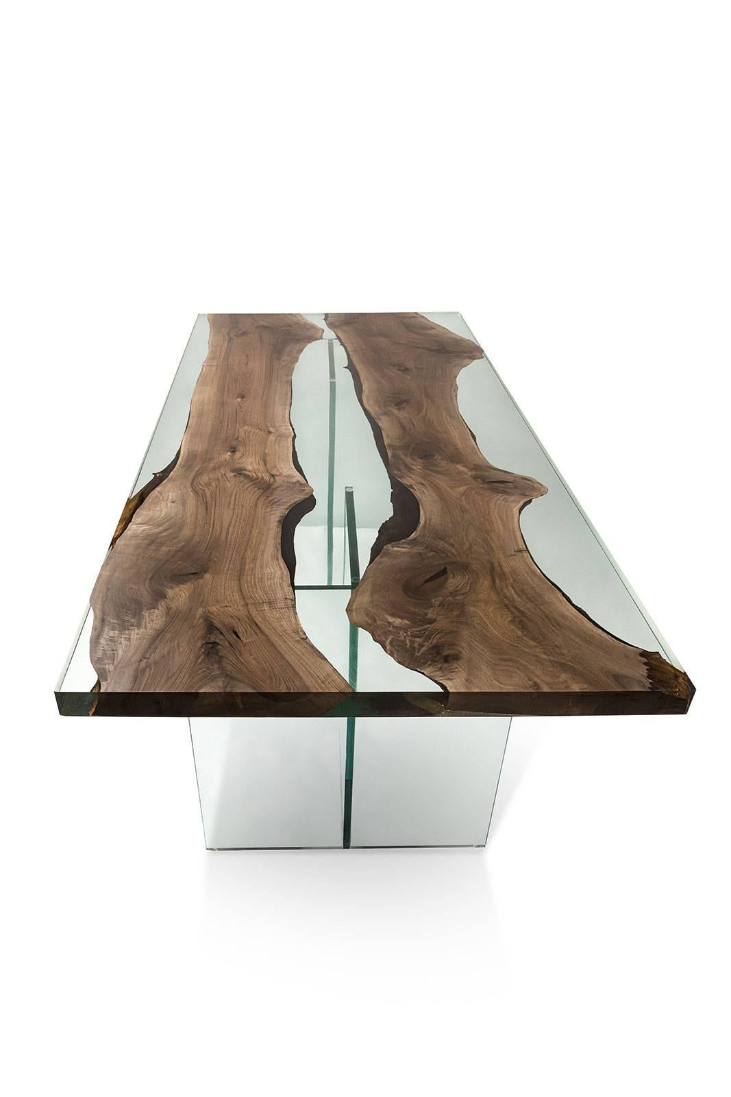 wood and acrylic dining table