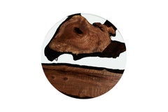 Hudson 60 Round Clear Epoxy Resin Coffee Table with Brass Finish Hairpin Legs