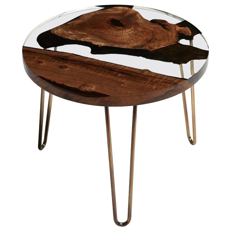 Hudson 120 Clear Epoxy Resin Coffee Table with "X" Legs For Sale at 1stDibs
