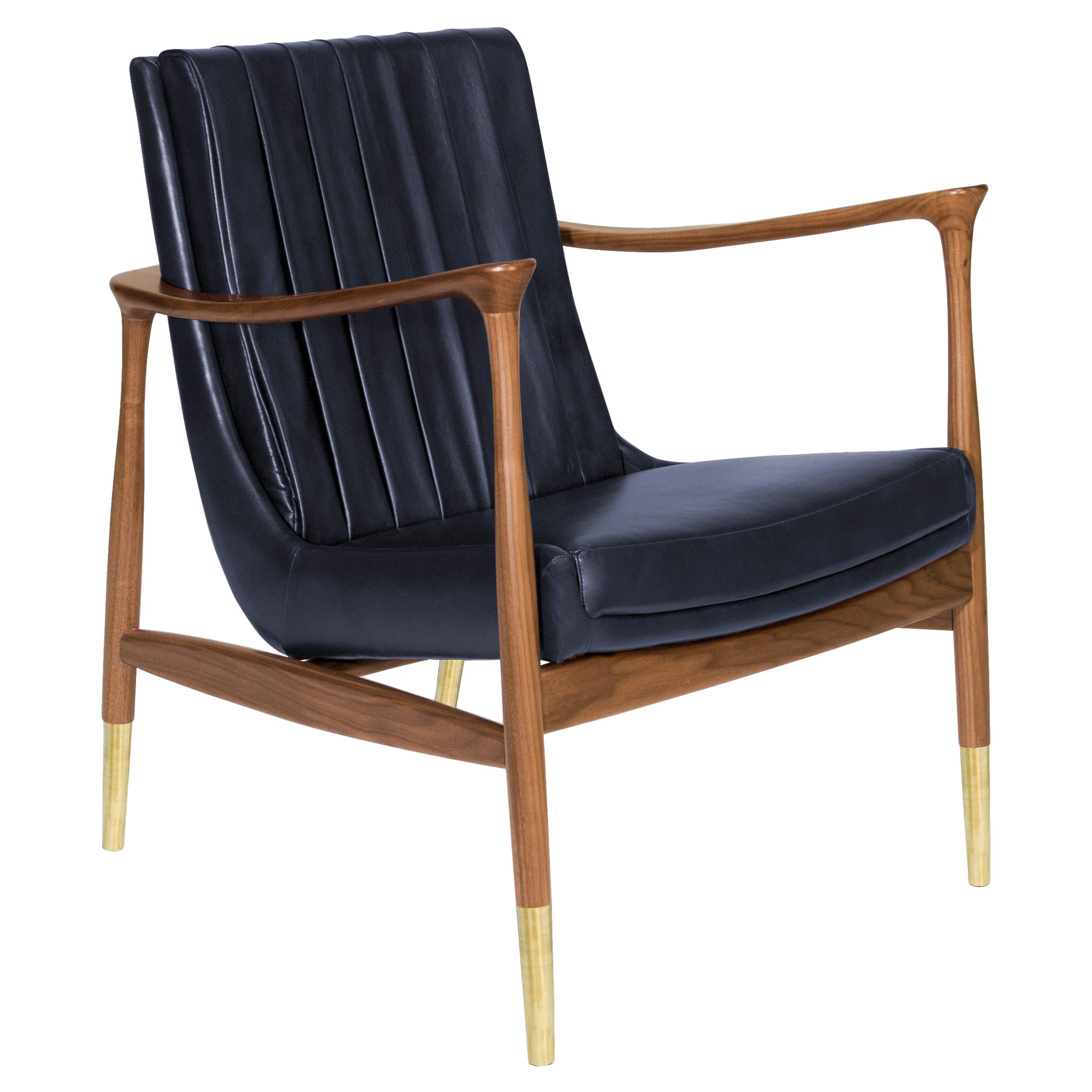 Hudson Armchair in Navy Blue For Sale
