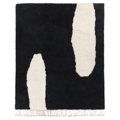 Hudson, Schwarz und Beige, Authentisch, Naturwolle Beni Ourain Marokkanischer Teppich