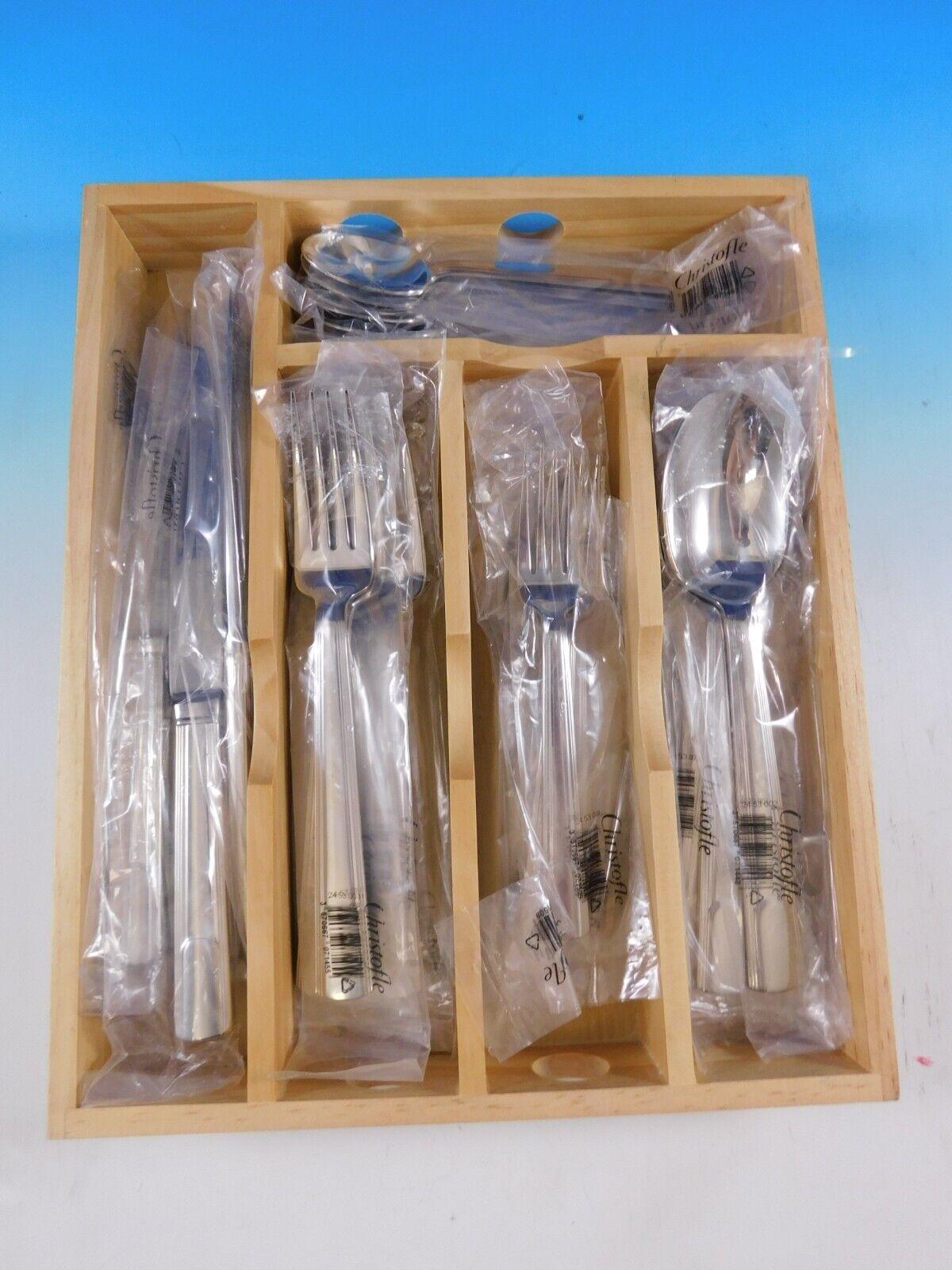 Hudson by Christofle Stainless Steel Flatware set 30 pc Modern IN BOOK New For Sale at 1stDibs