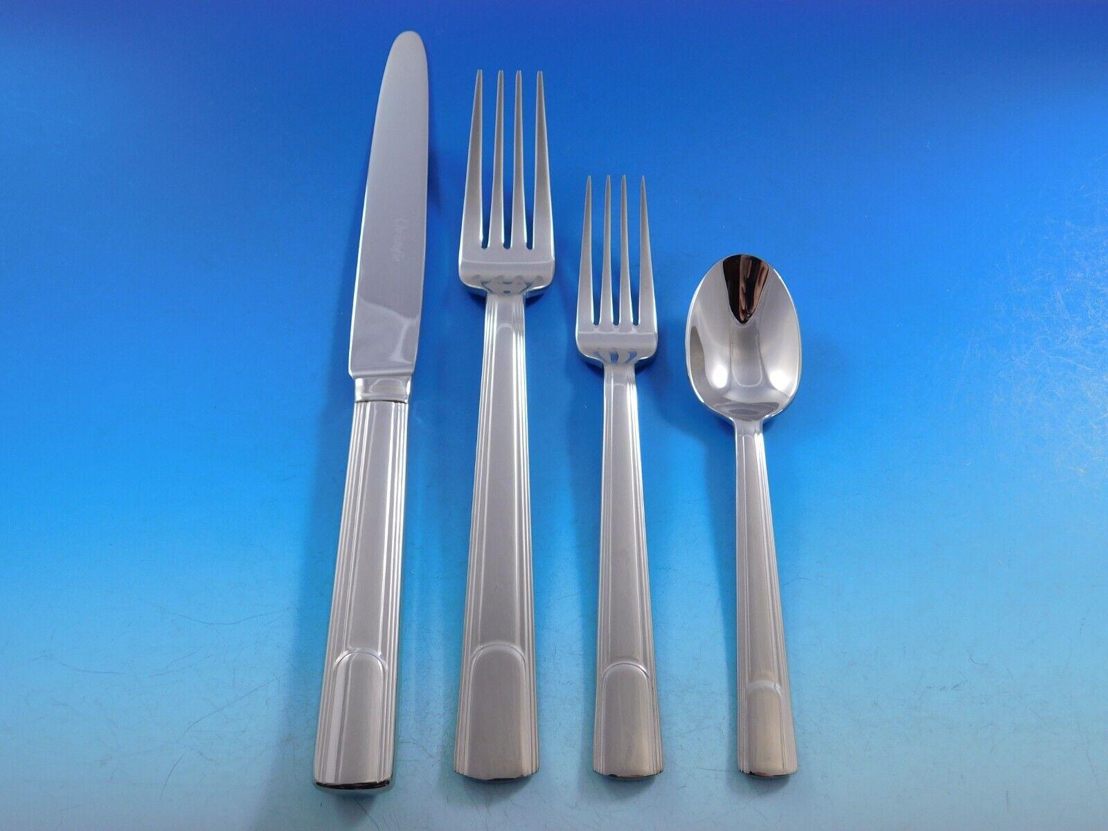 Hudson by Christofle Stainless Steel Flatware set 30 pc Modern IN BOOK New In Excellent Condition In Big Bend, WI