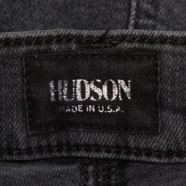 Hudson Dark Grey Denim Distressed Super Skinny Nico Jeans M For Sale 1