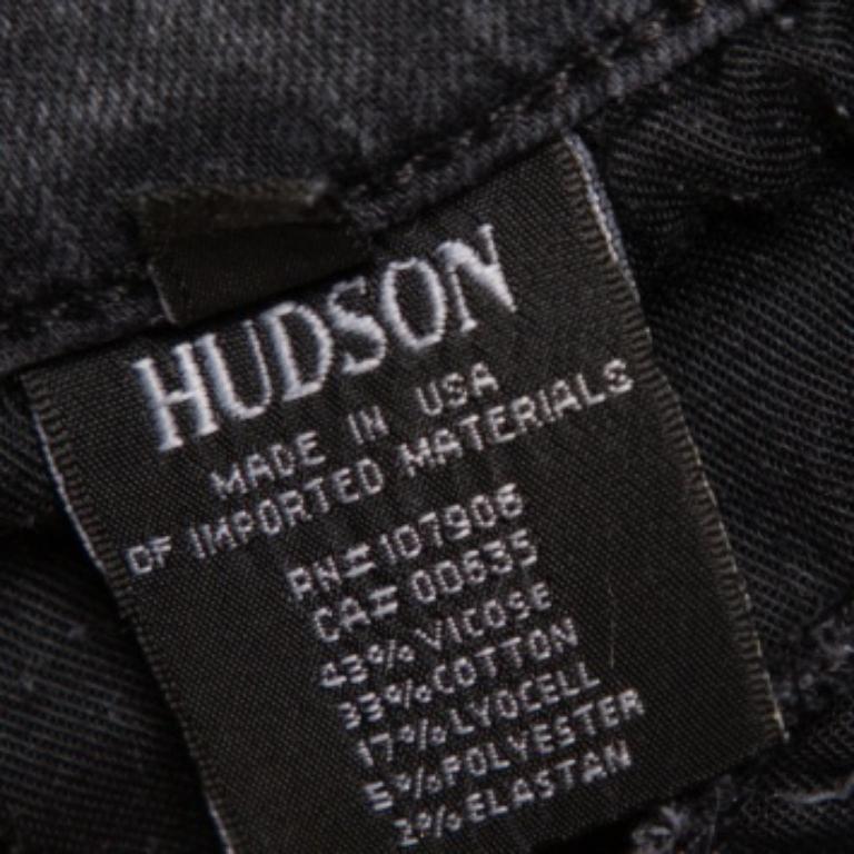Hudson Dark Grey Denim Distressed Super Skinny Nico Jeans M For Sale 2