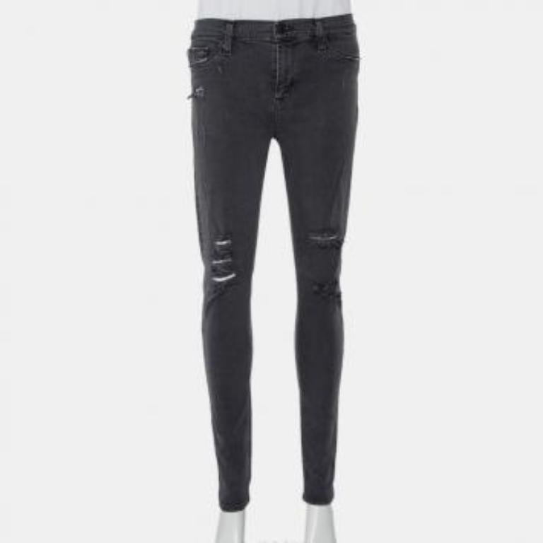 Hudson Dark Grey Denim Distressed Super Skinny Nico Jeans M For Sale 3