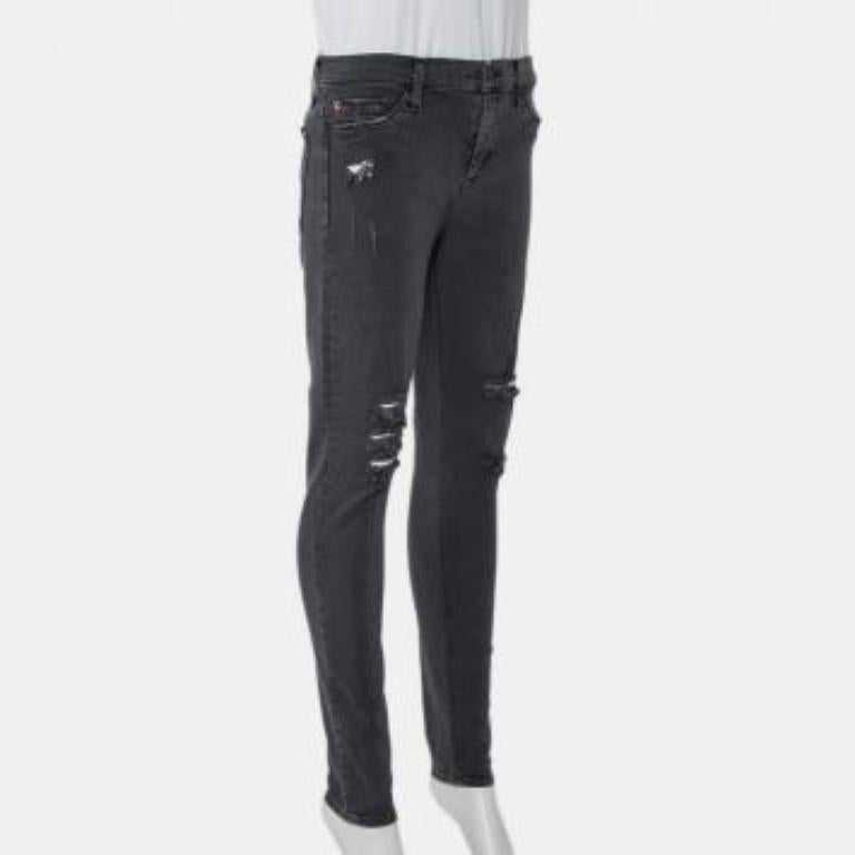 Hudson Dark Grey Denim Distressed Super Skinny Nico Jeans M For Sale 4