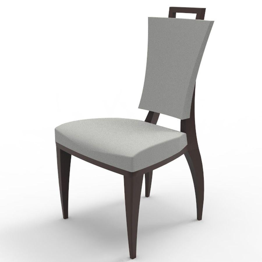 The Hudson dining chairs are a set of 6 dining chairs. With a unique frame, the chairs are made out of hardwood (customizable). The chairs have an upholstered seat and seat back. The customer is to supply 2 yards of plain fabric per chair or 45 sq.
