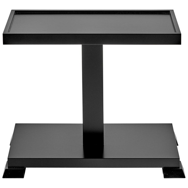 Hudson Contemporary Black Drink Table in Antique Black Lacquer For Sale