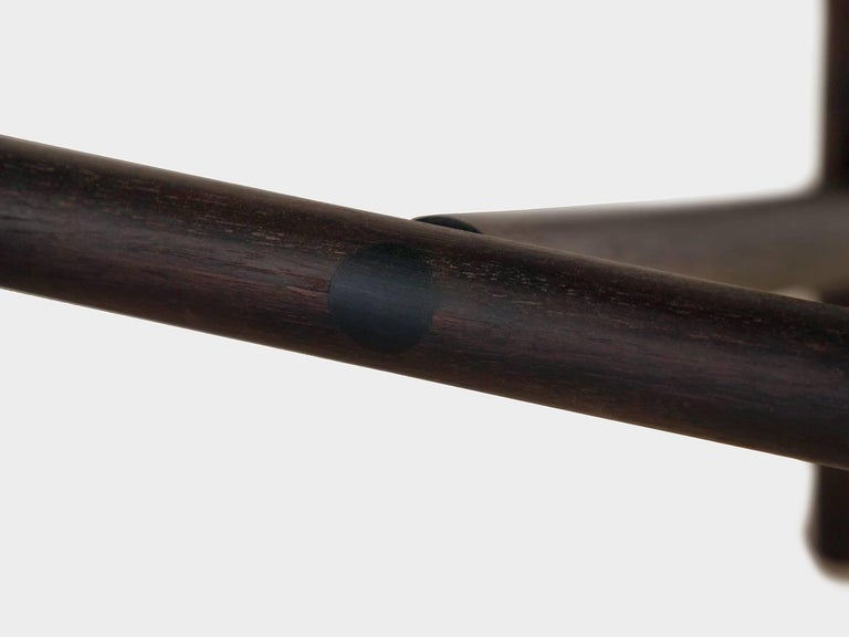 Hudson Ebonized Walnut 3Legged Wood Counter Height Stool by New York