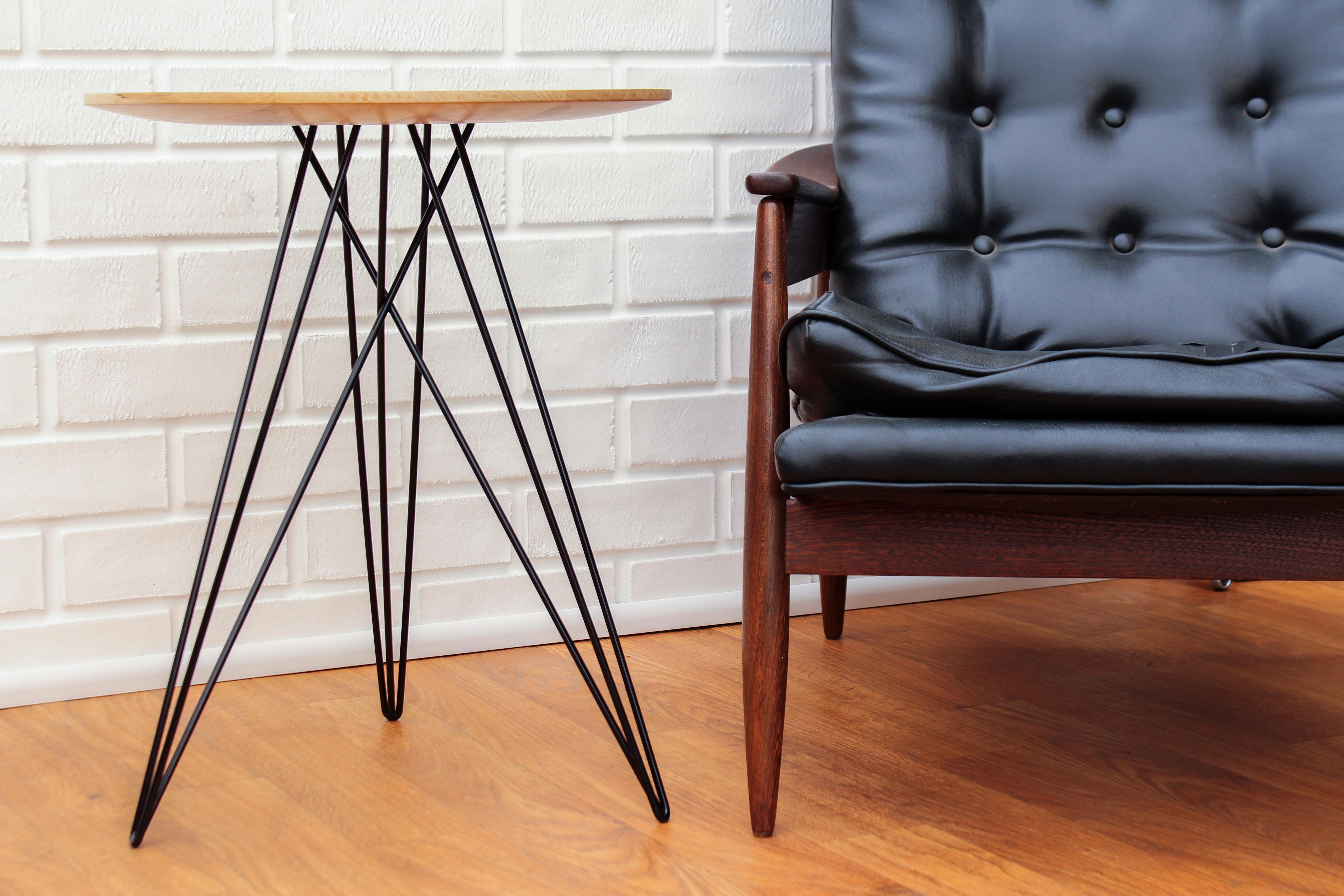 Industrial Hudson Hairpin Side Table Maple Black For Sale