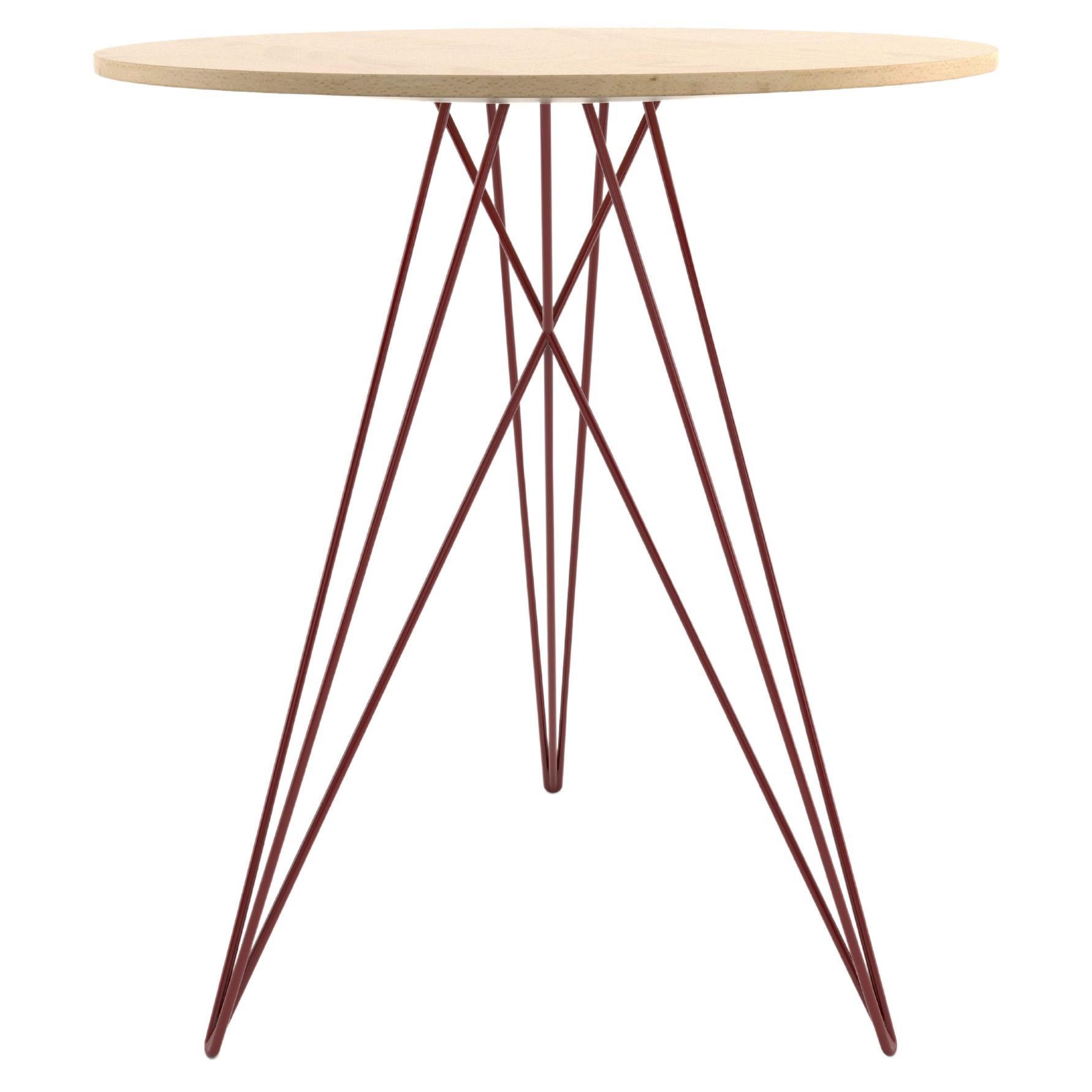 Hudson Hairpin Side Table Maple Blood Red
