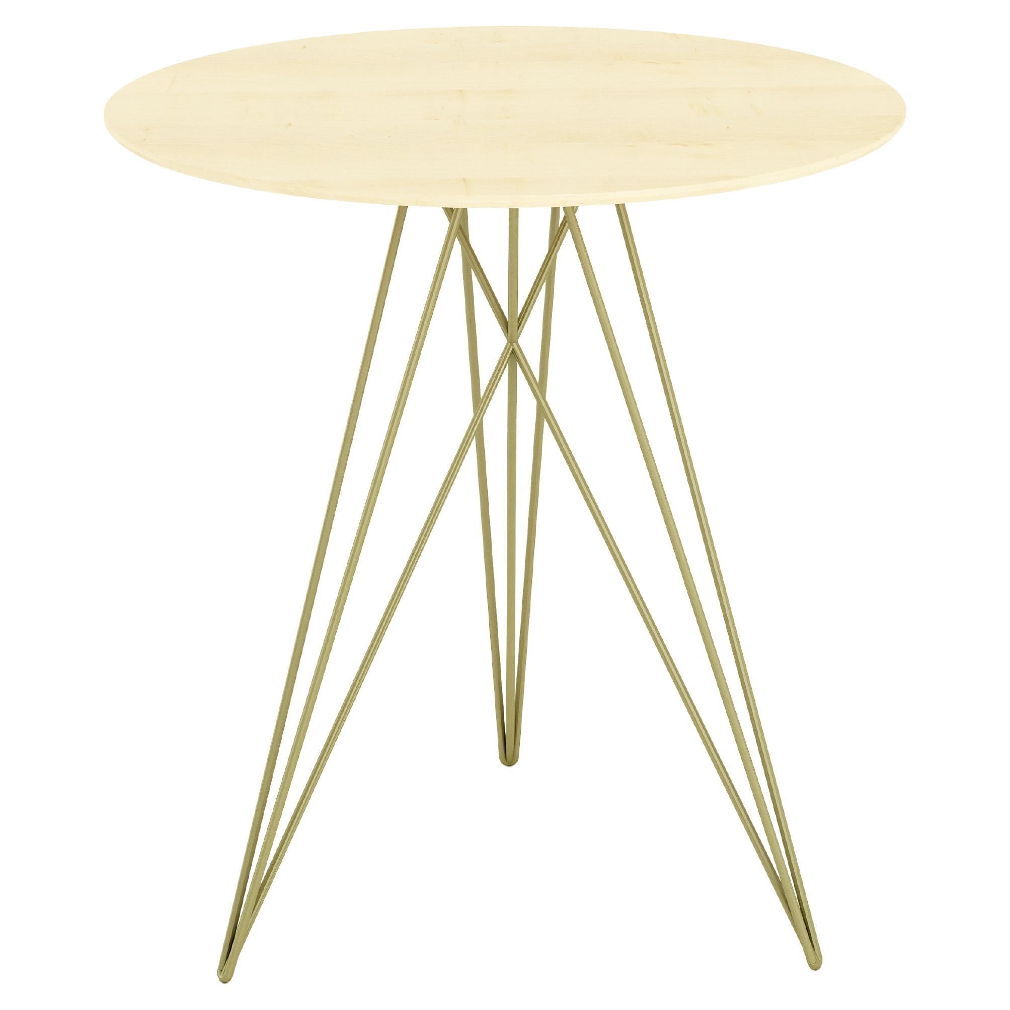 Hudson Hairpin Side Table Maple Brassy Gold For Sale