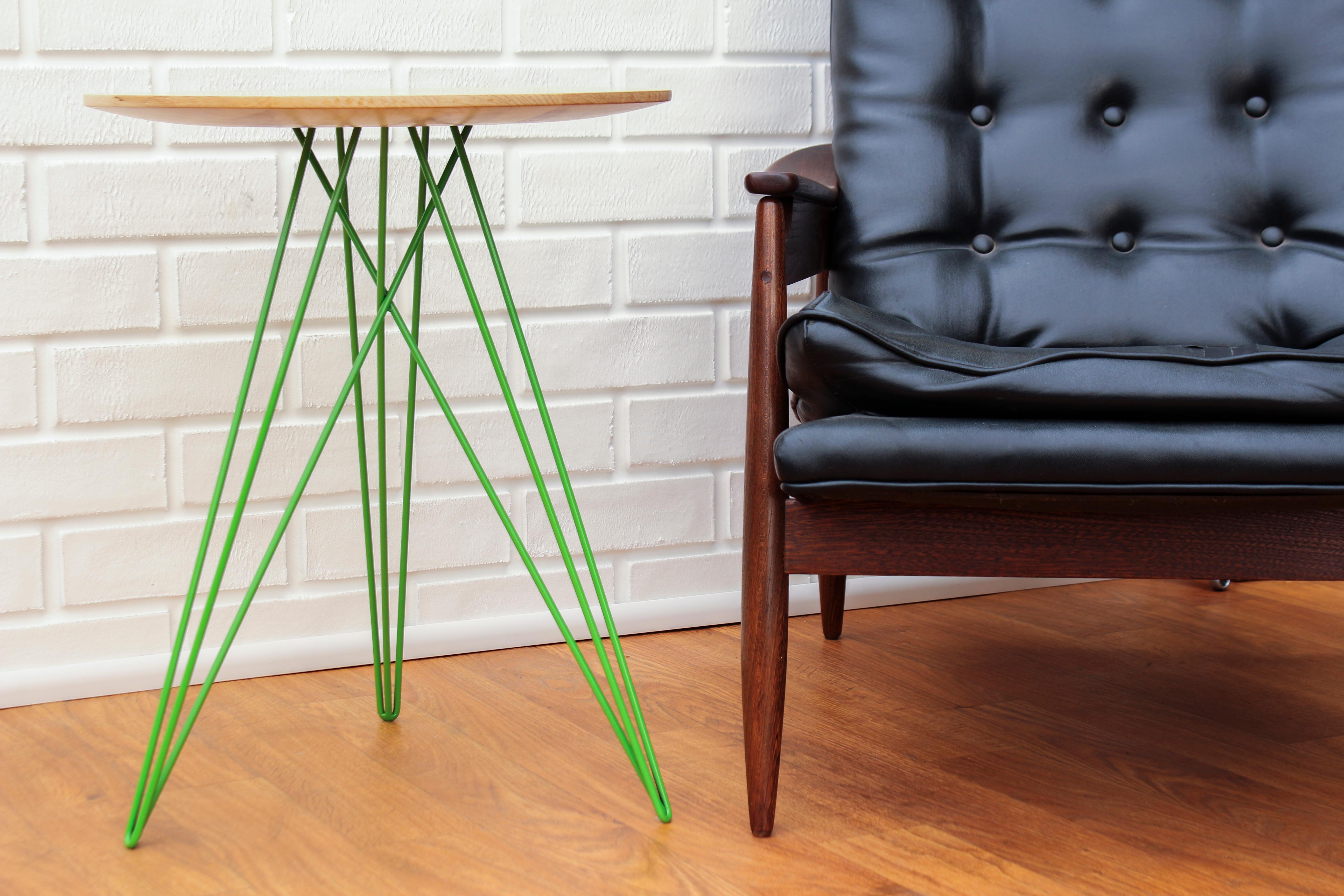 Industrial Hudson Hairpin Side Table Maple Green For Sale