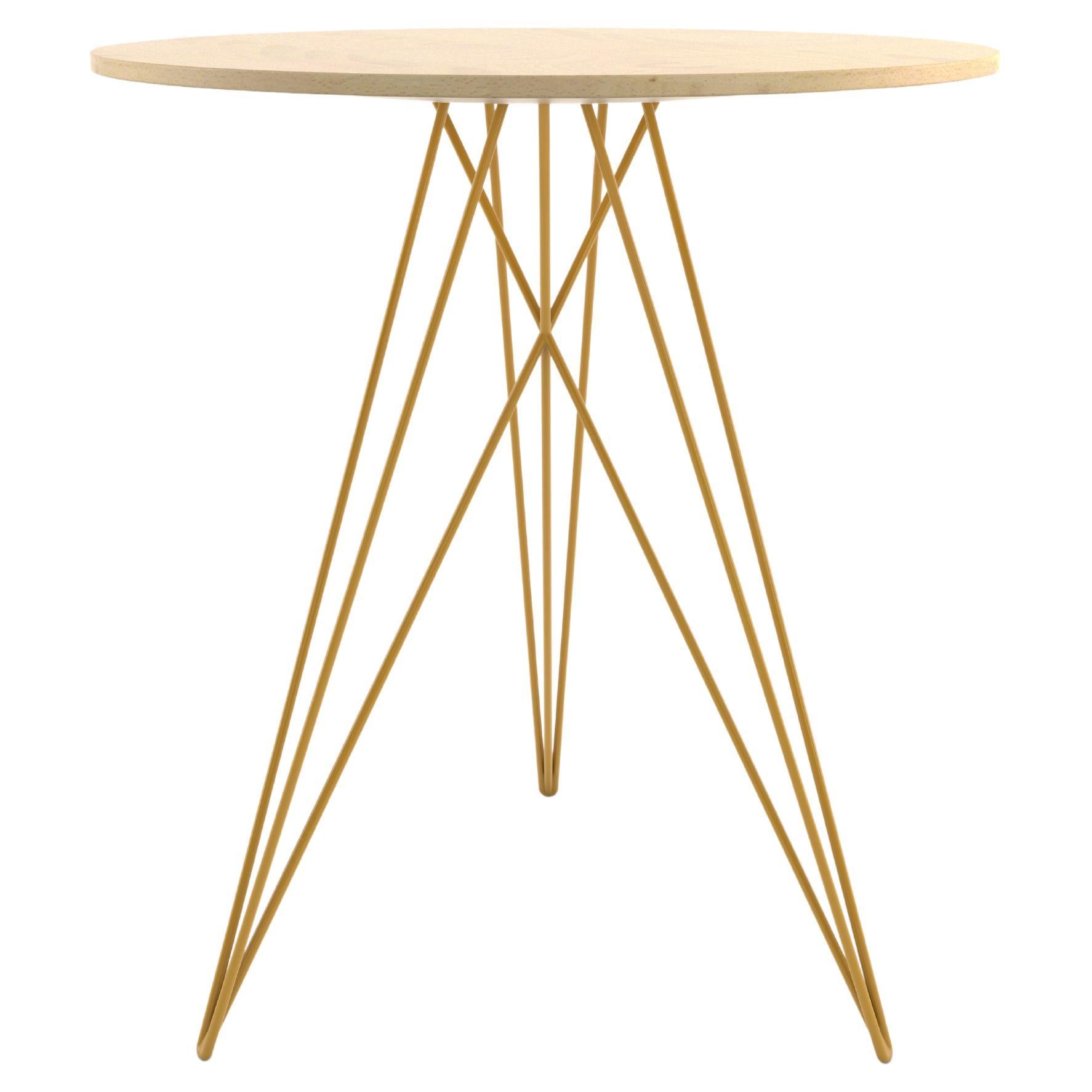 Hudson Hairpin Side Table Maple Mustard For Sale