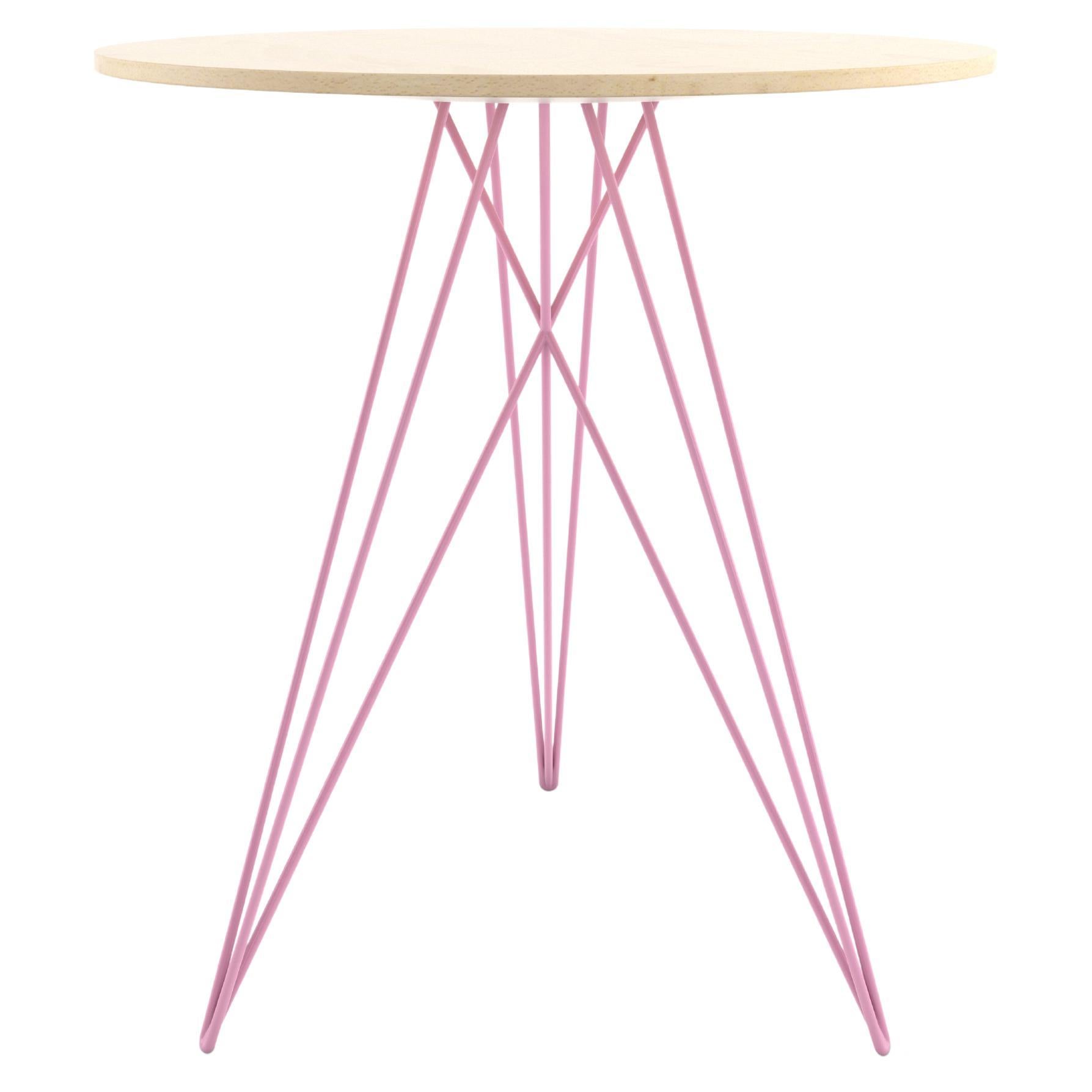 Hudson Hairpin Side Table Maple Pink