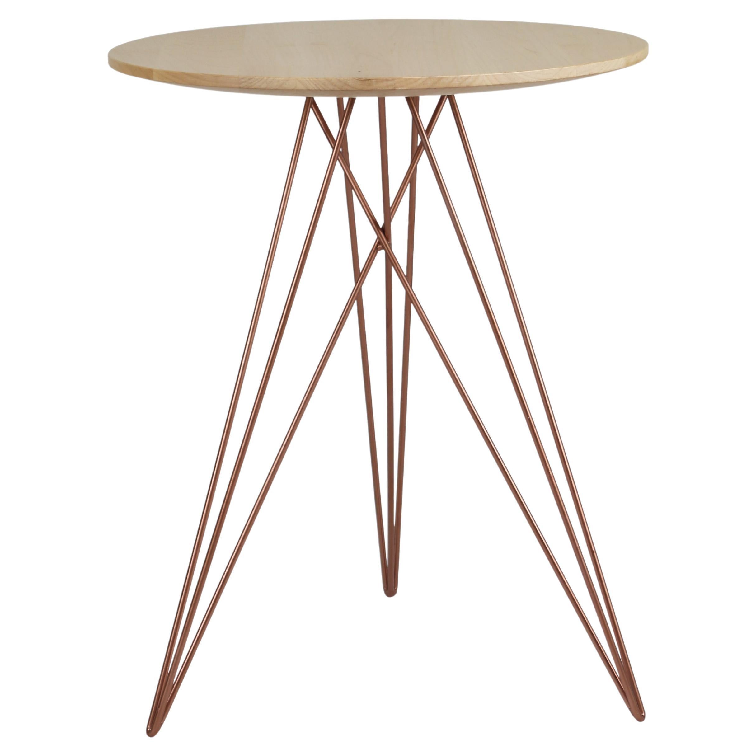 Hudson Hairpin Side Table Maple Rose Copper For Sale