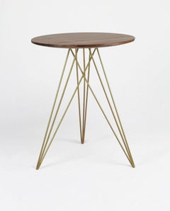Hudson Hairpin Side Table Walnut Brassy Gold