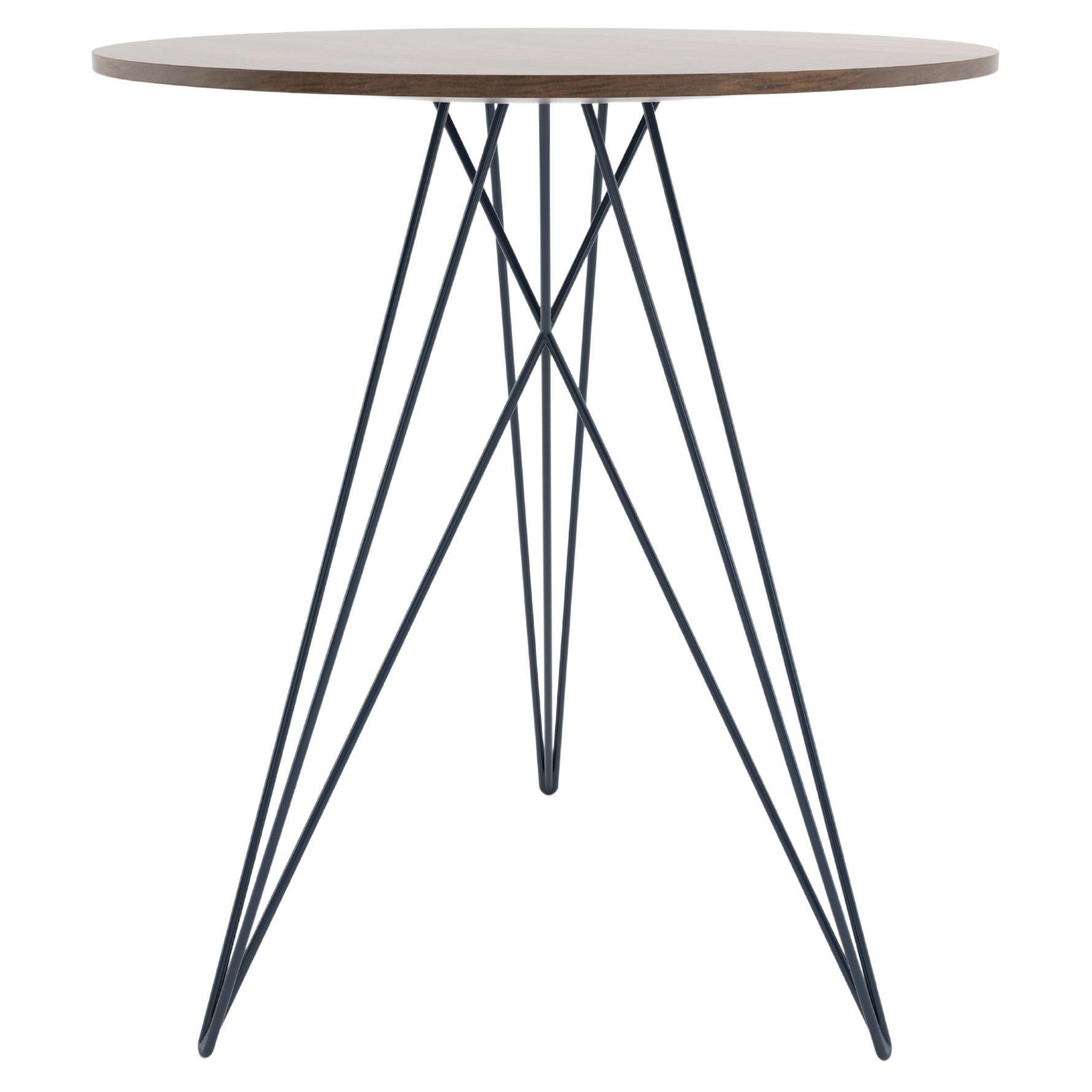 Hudson Hairpin Side Table Walnut Navy For Sale