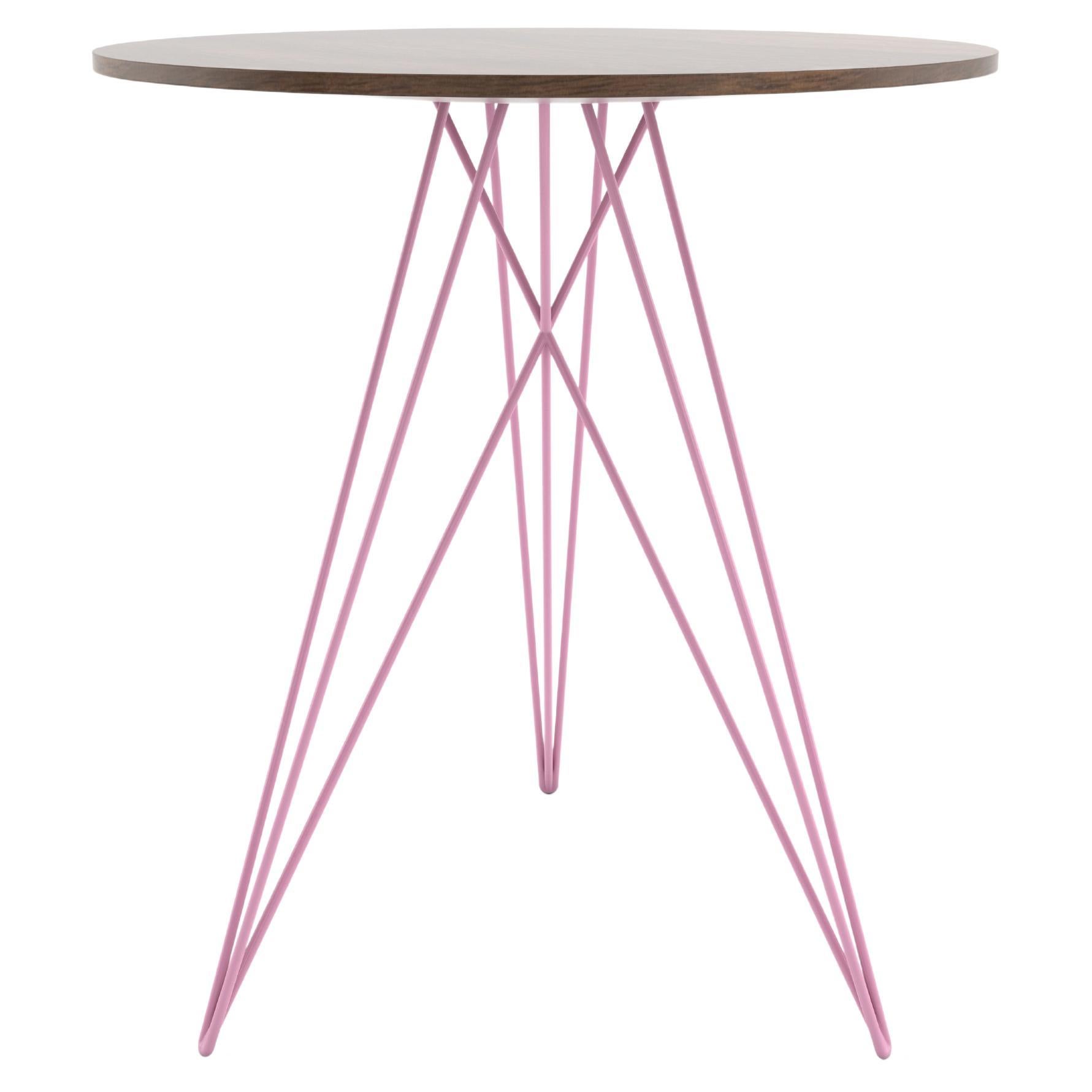 Hudson Hairpin Side Table Walnut Pink For Sale