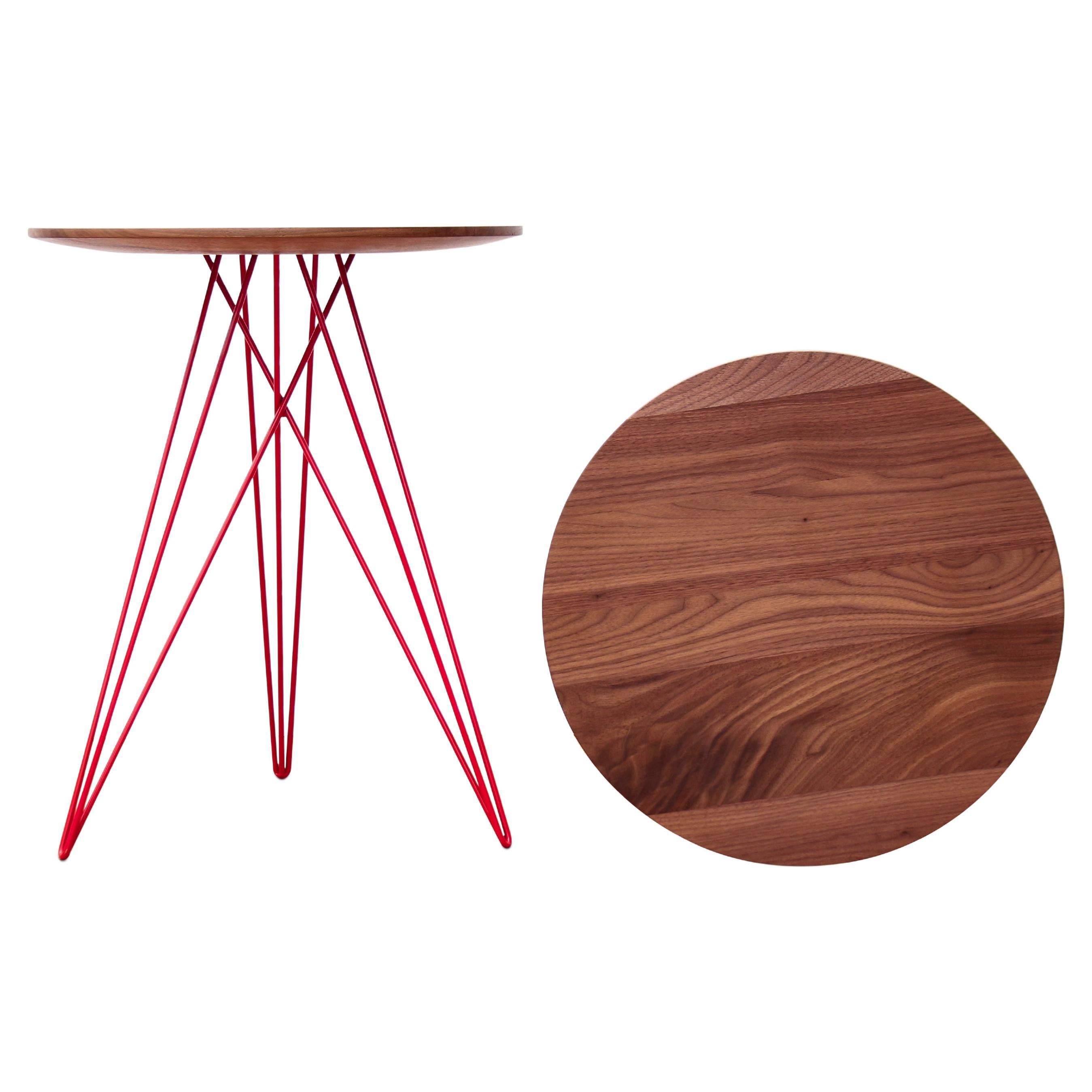 Hudson Hairpin Side Table Walnut Red For Sale