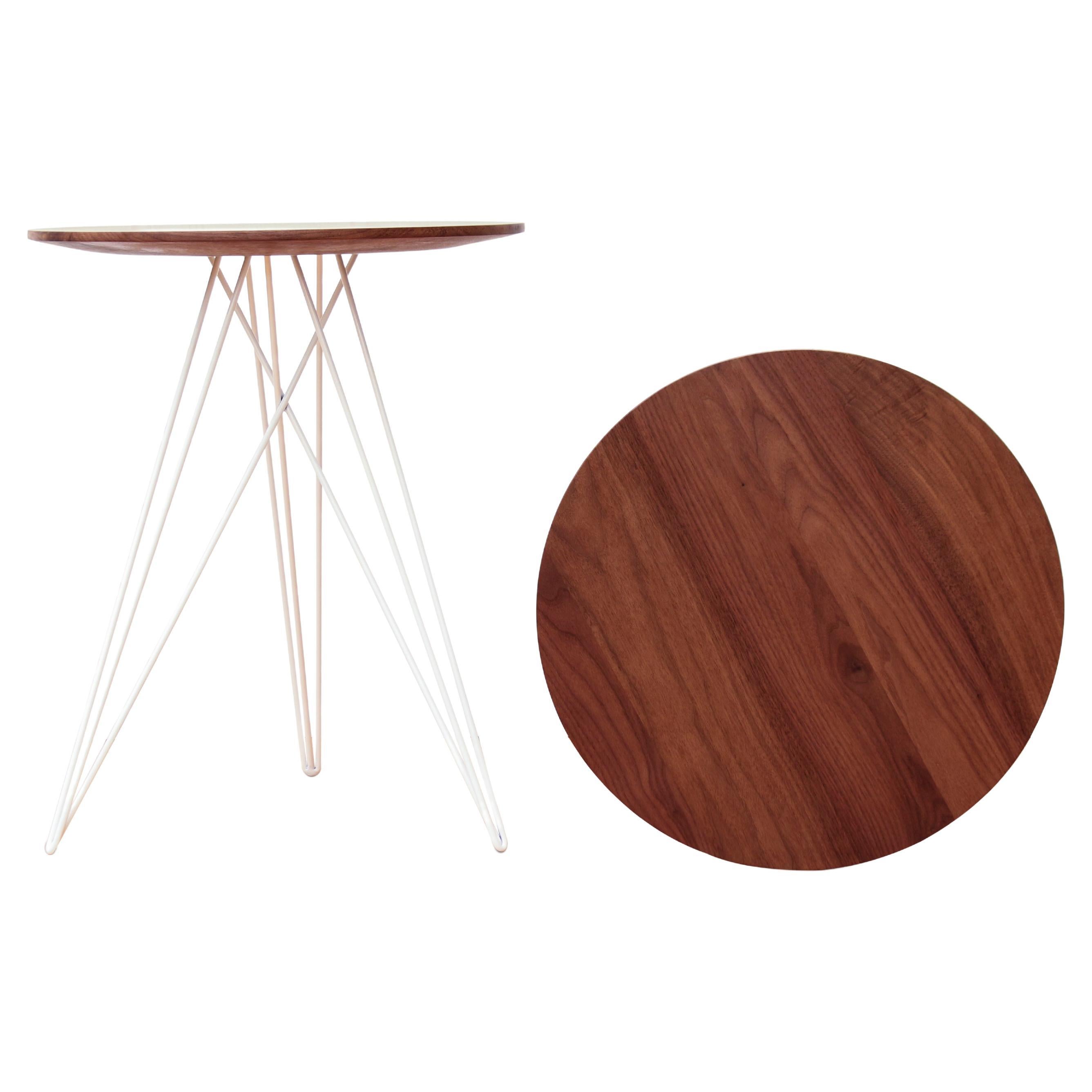 Hudson Hairpin Side Table Walnut White For Sale